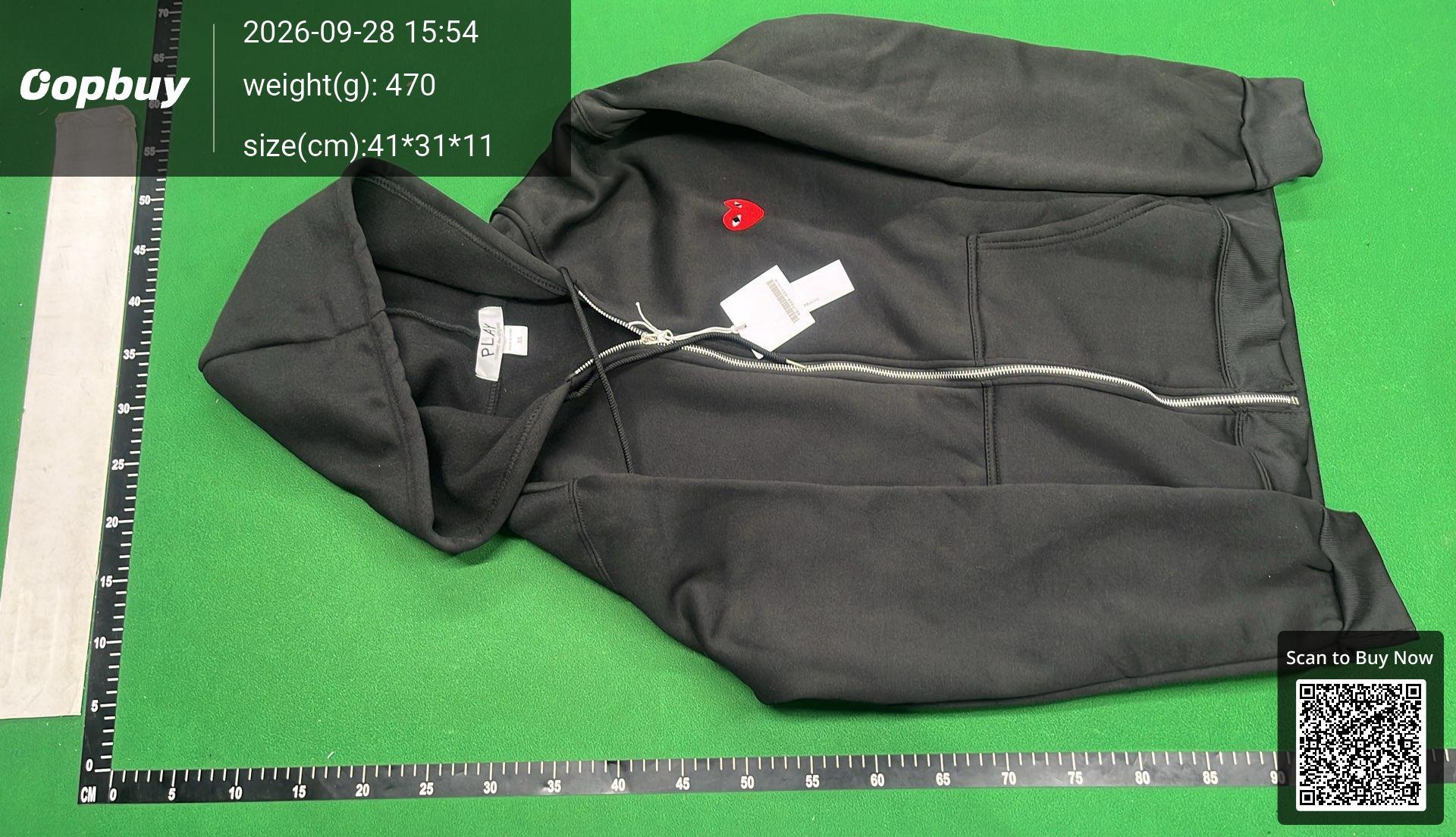 Foto QC 2 de Comme des Garçons PLAY Hoodie Red Heart Zip Up Grey