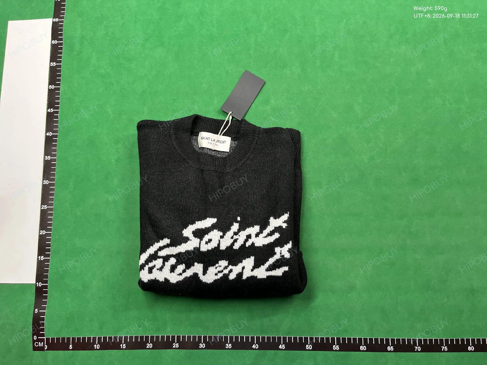 Foto QC 4 de Saint Laurent 90s Crewneck Sweater Logo Mohair-Blend Black White