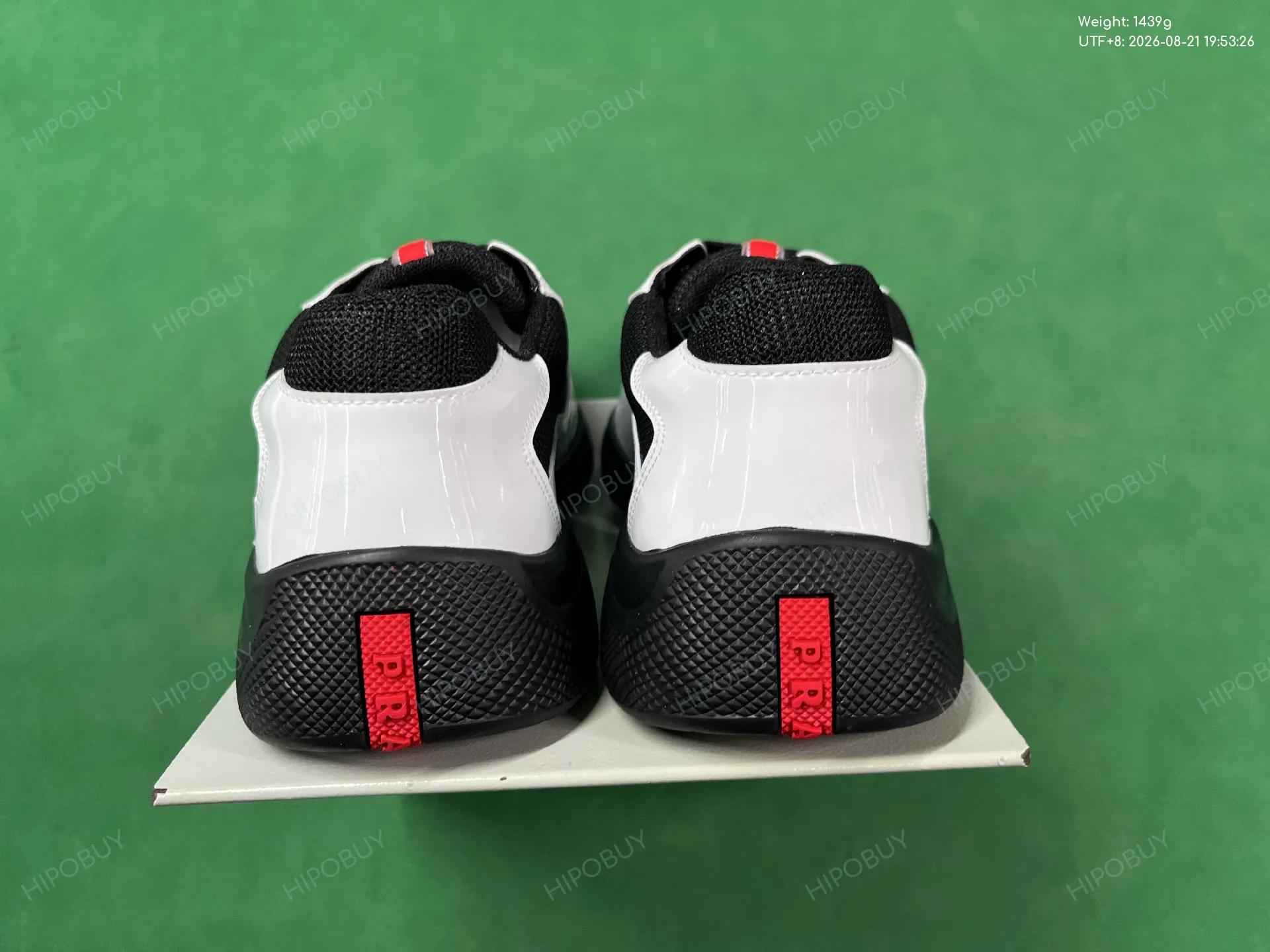Foto QC 3 de Prada America's Cup Low Patent Leather and Mesh White Black