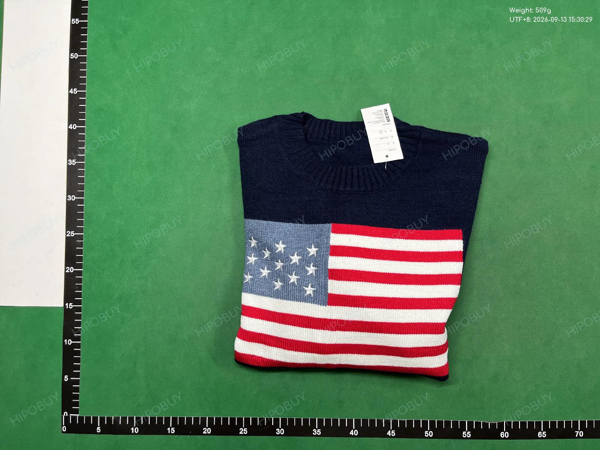 Foto QC 4 de Polo Ralph Lauren Iconic Flag Crewneck Sweater Cotton Navy