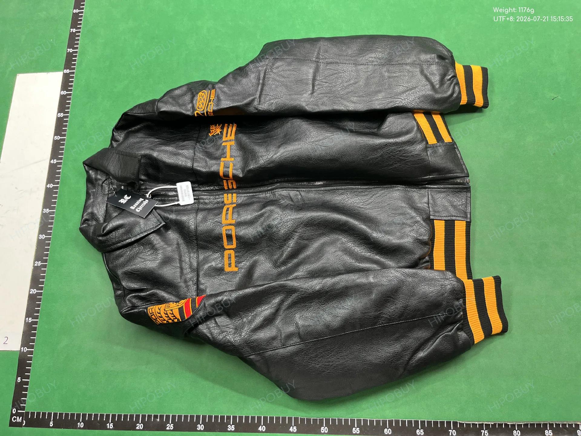 Foto QC 2 de Aimé Leon Dore Porsche Bomber Jacket Leather Green