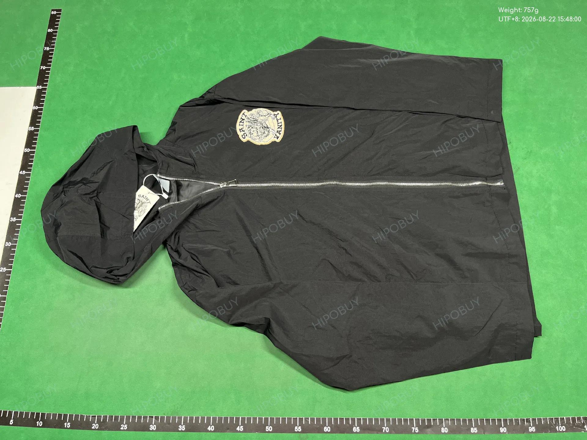 Foto QC 2 de Saint Vanity Nylon Button Up Hooded Shirt Black