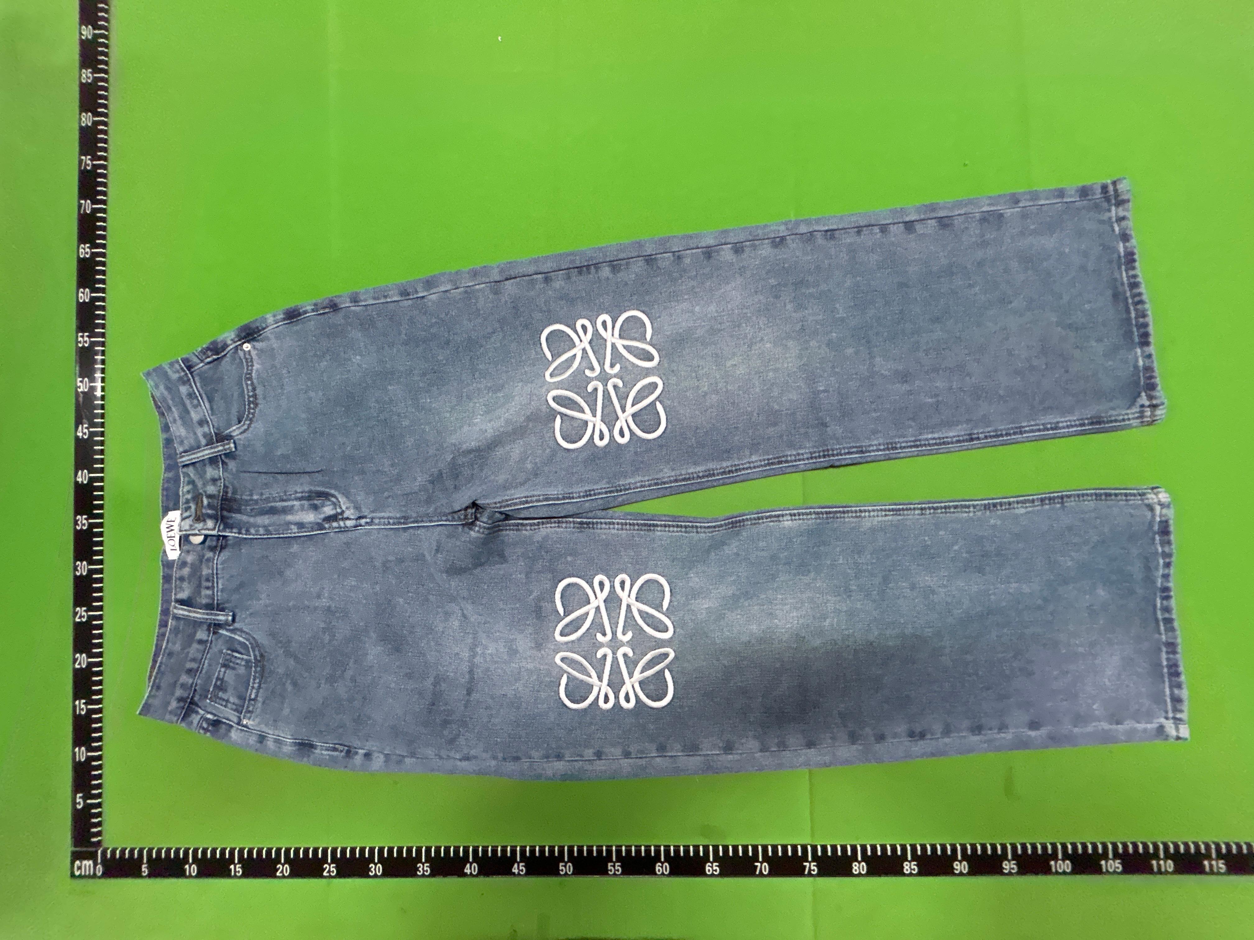 Foto QC 4 de Loewe Jeans Anagram Embroidered Wide Leg Blue