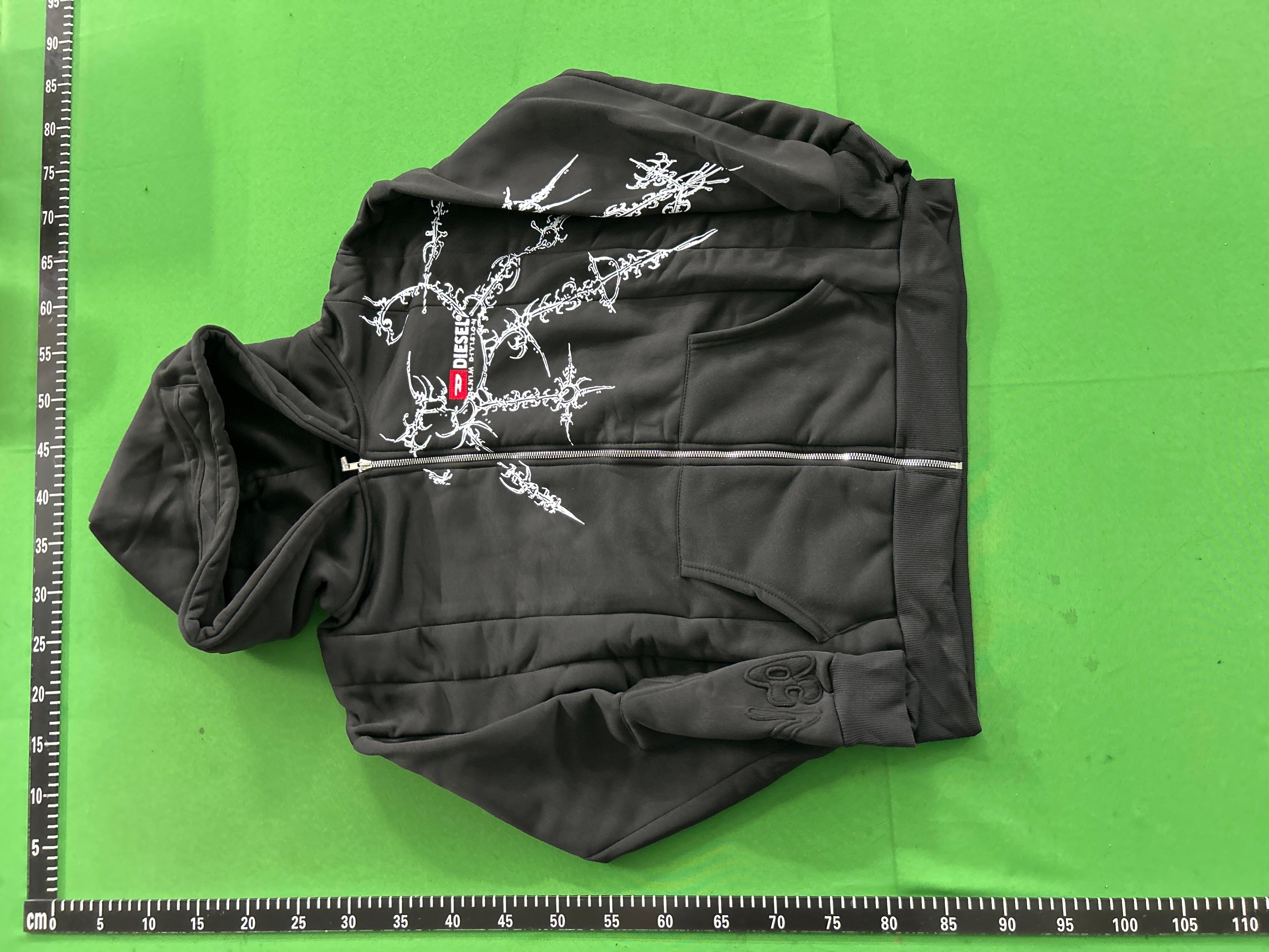 Foto QC 3 de Diesel Denim Division Hooded Jacket Embroidered Skull Butterfly Black