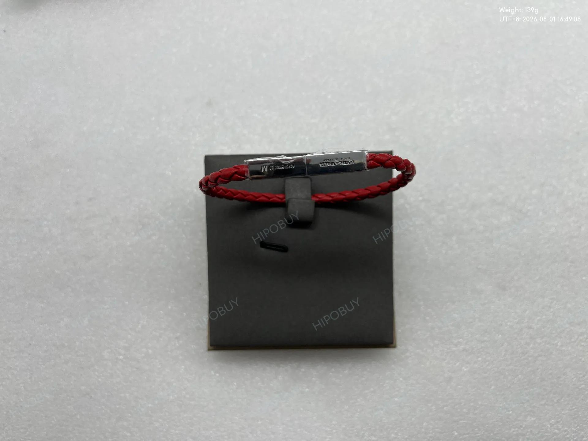 Foto QC 2 de Bottega Veneta Braided Leather Bracelet Leather Silver Green