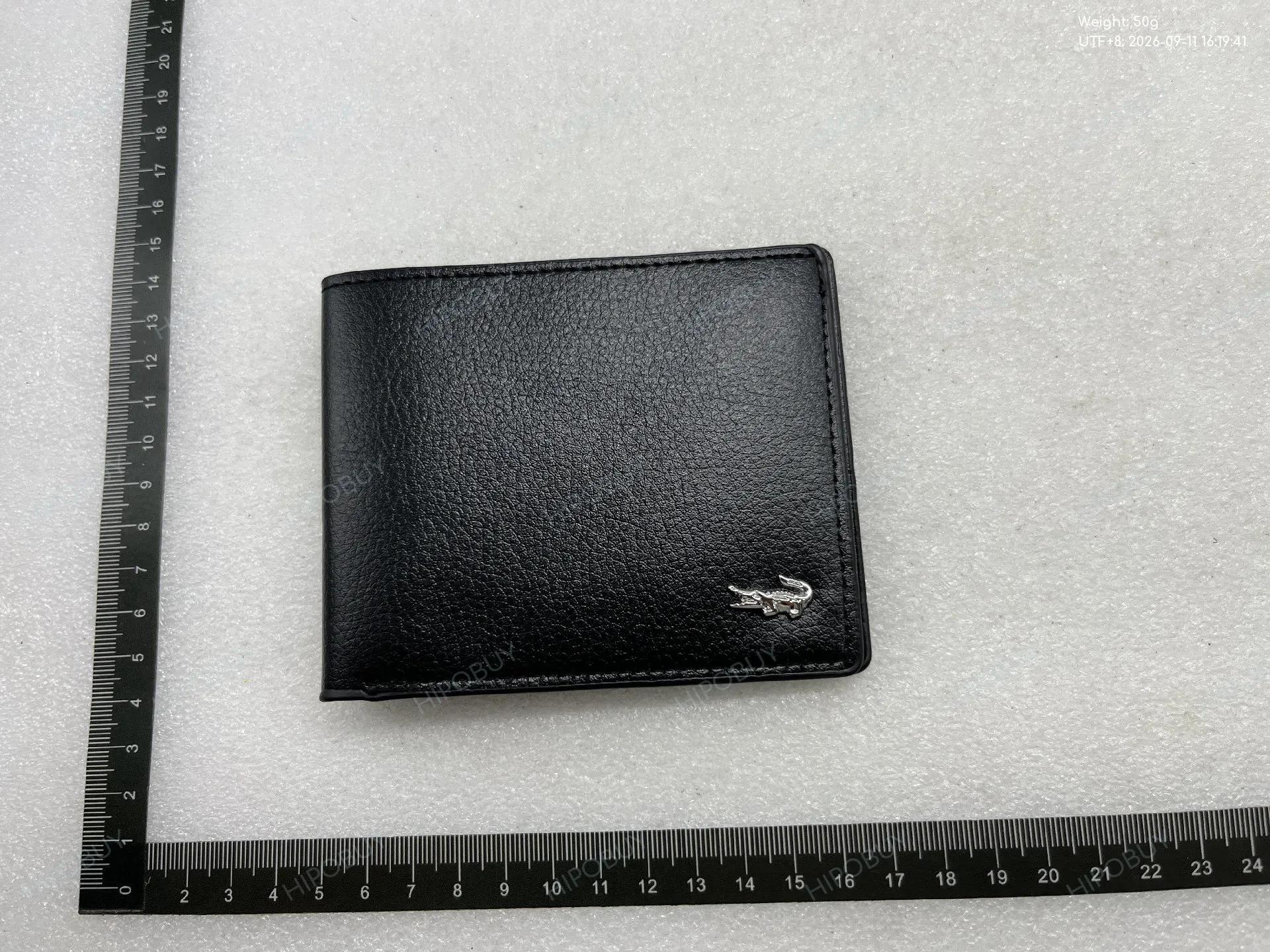 Foto QC 7 de Lacoste Crocodile Logo Bifold Wallet Grained Leather Black