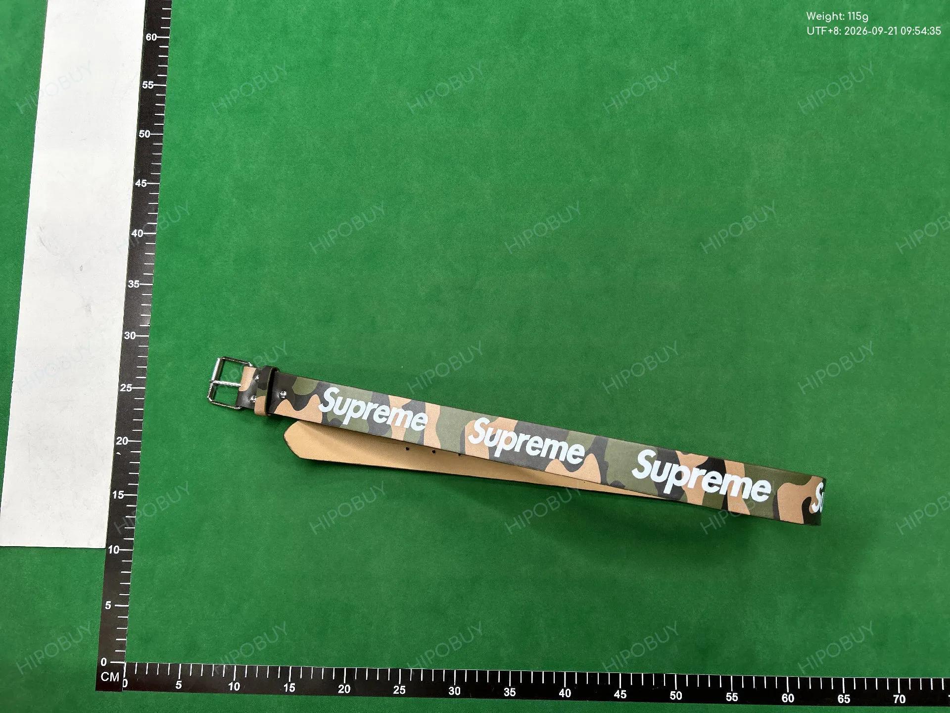 Foto QC 7 de Supreme Repeat Logo Pin Buckle Belt Green