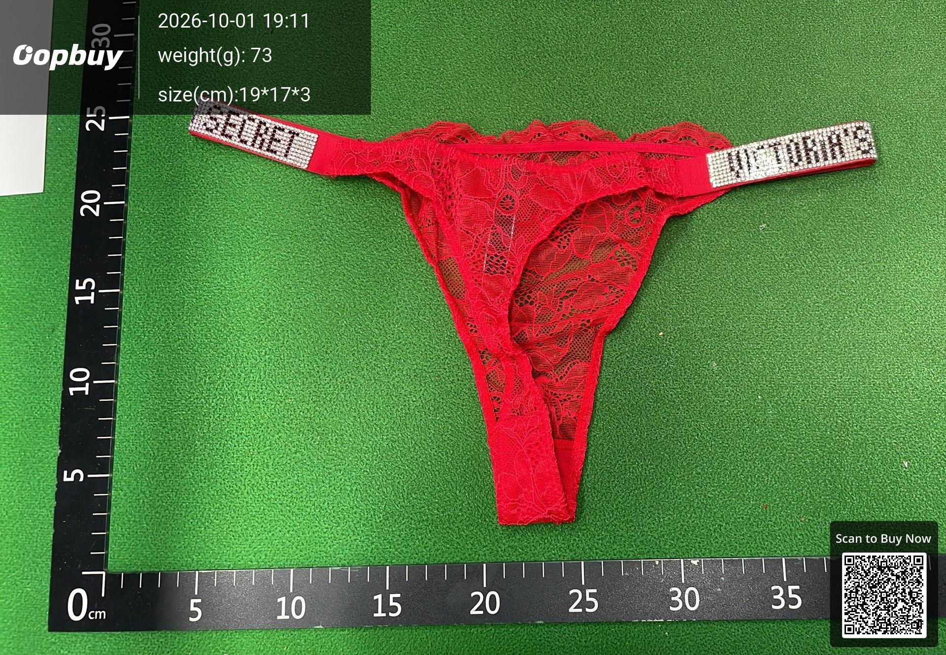 Foto QC 2 de Victoria's Secret Underwear Lace Rhinestone Thong Red