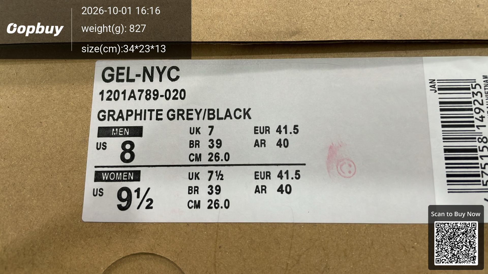 Foto QC 8 de Asics Gel-NYC Graphite Grey Black 1201A789-020