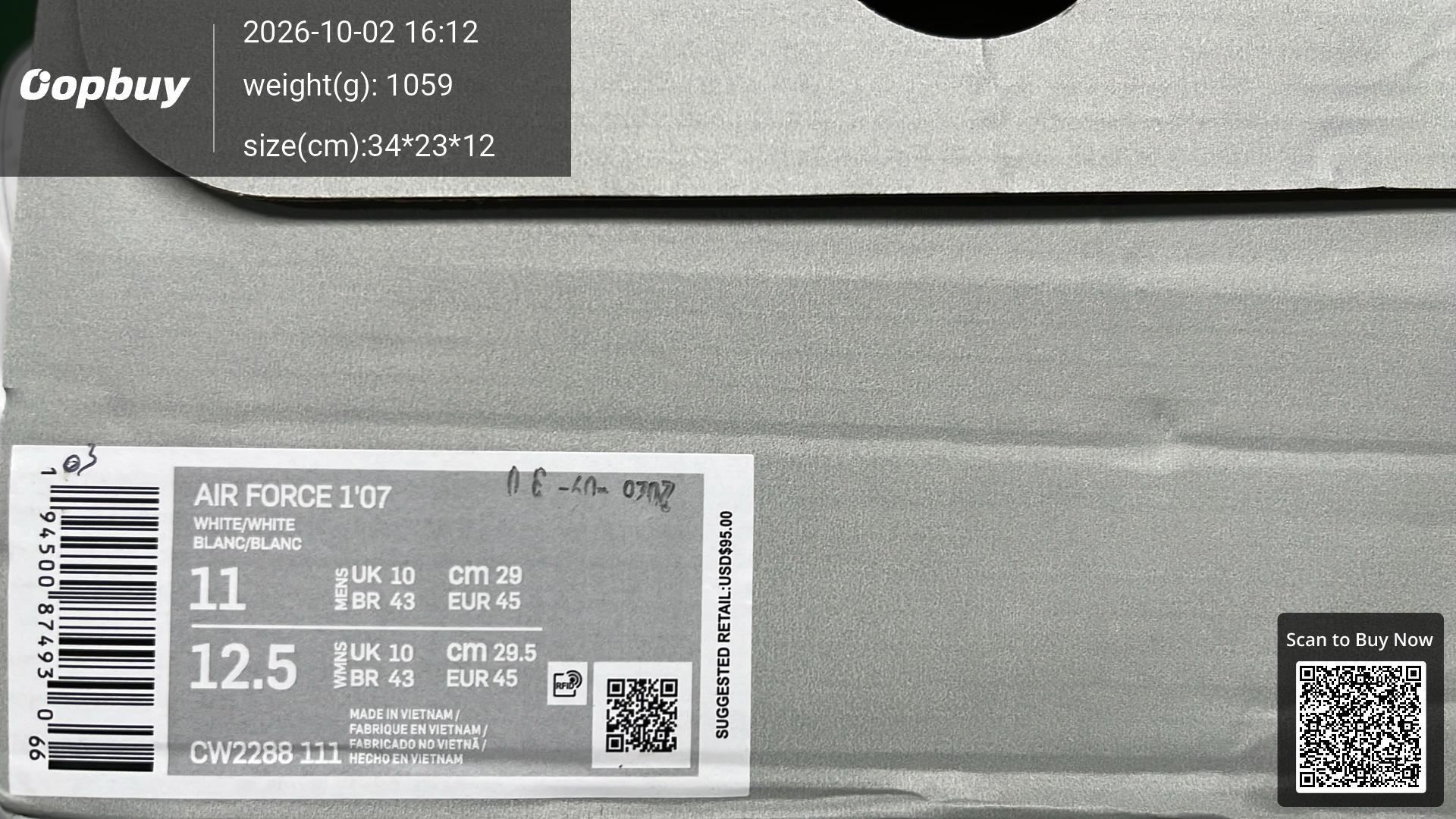 Foto QC 2 de Nike Air Force 1 Mid '07 Triple White CW2289-111