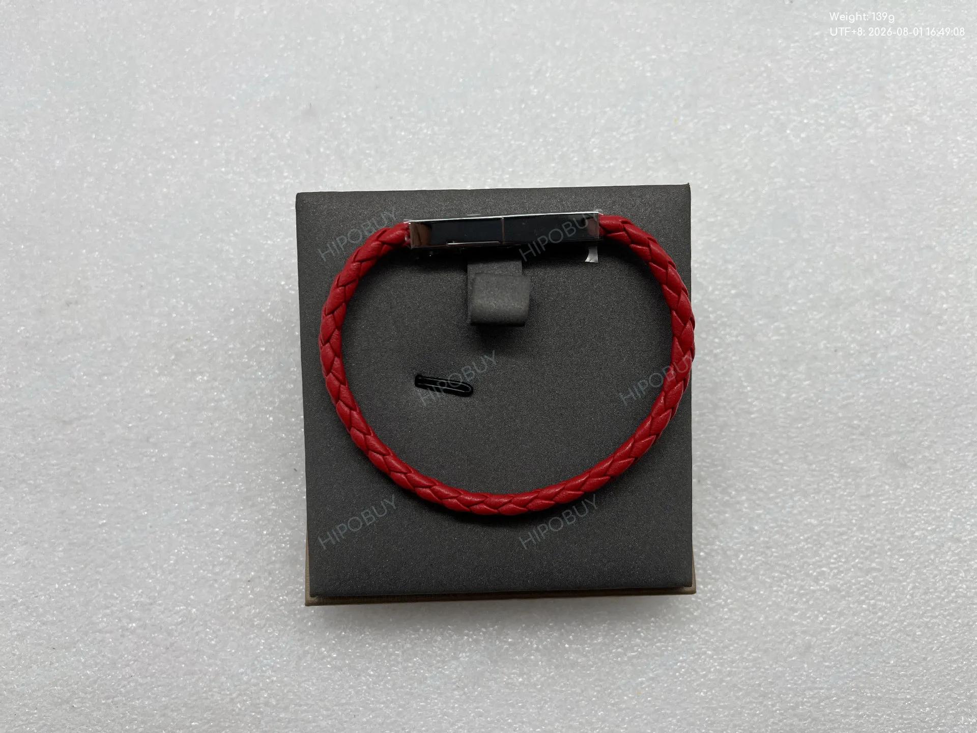 Foto QC 1 de Bottega Veneta Braided Leather Bracelet Leather Silver Green