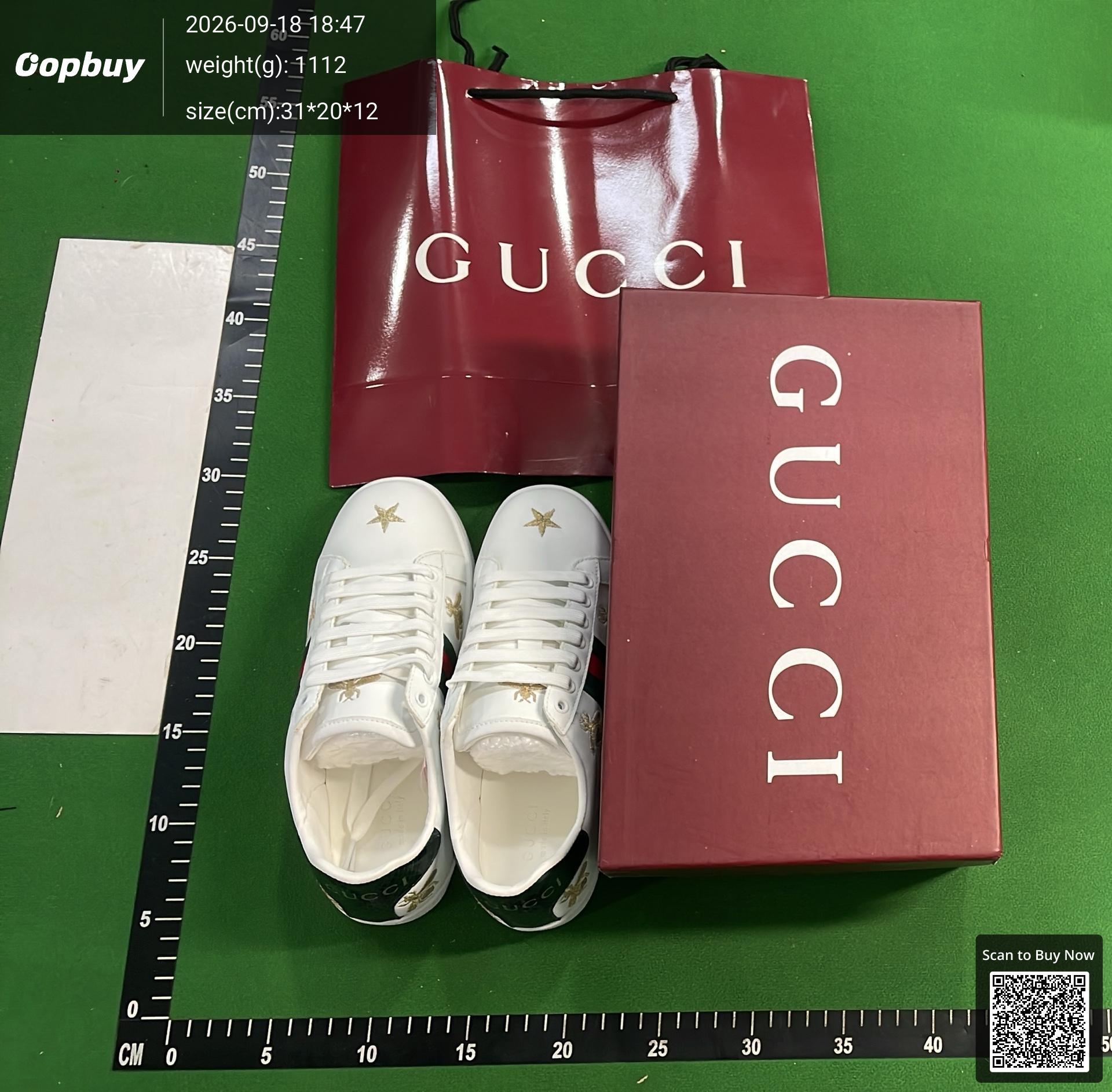 Foto QC 7 de Gucci Ace Leather Sneakers Blue and Red Web White