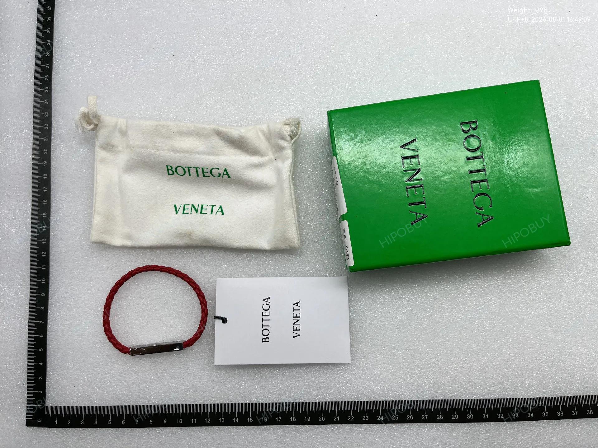 Foto QC 3 de Bottega Veneta Braided Leather Bracelet Leather Silver Green