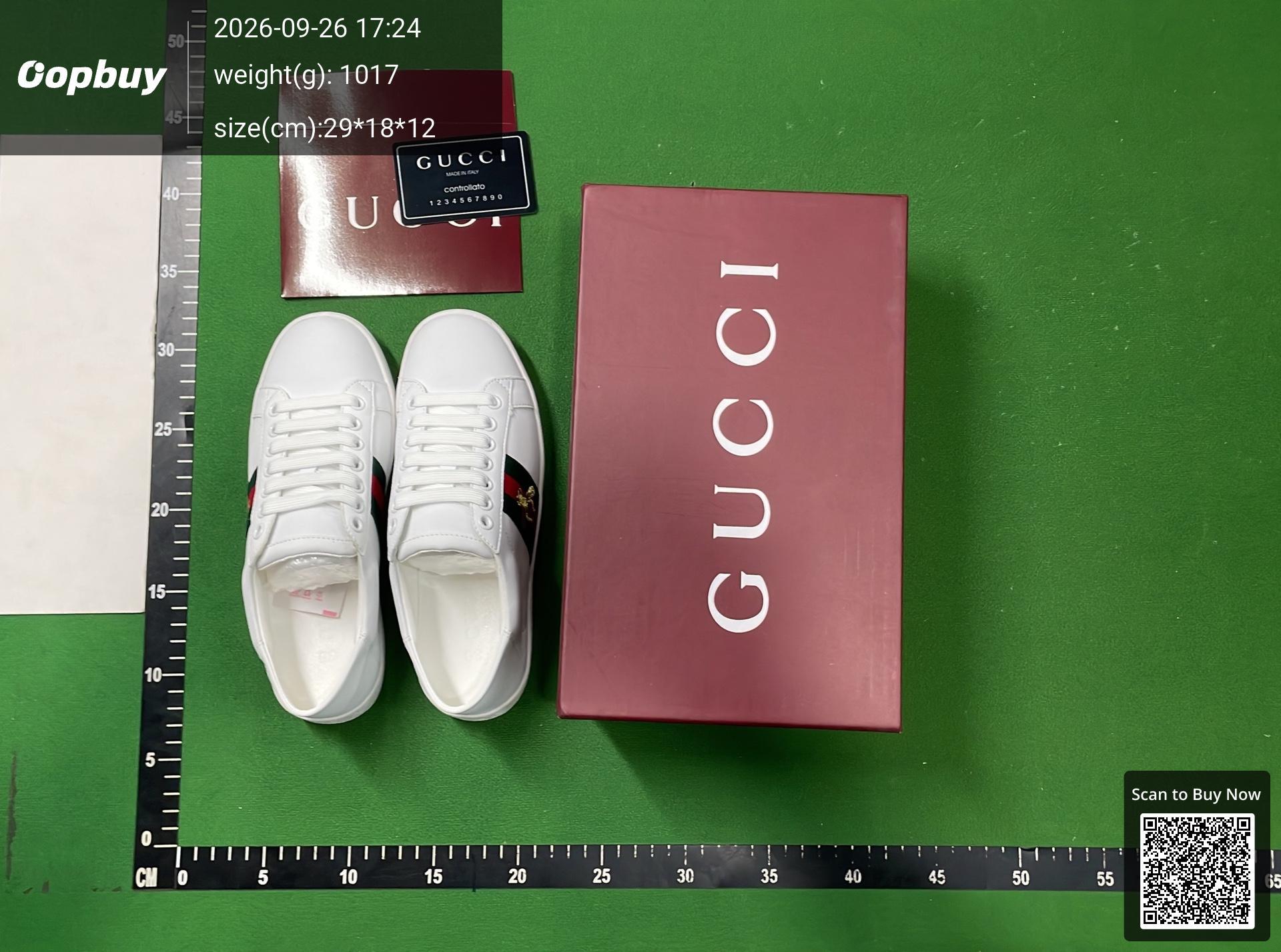 Foto QC 1 de Gucci Ace Leather Sneakers Blue and Red Web White