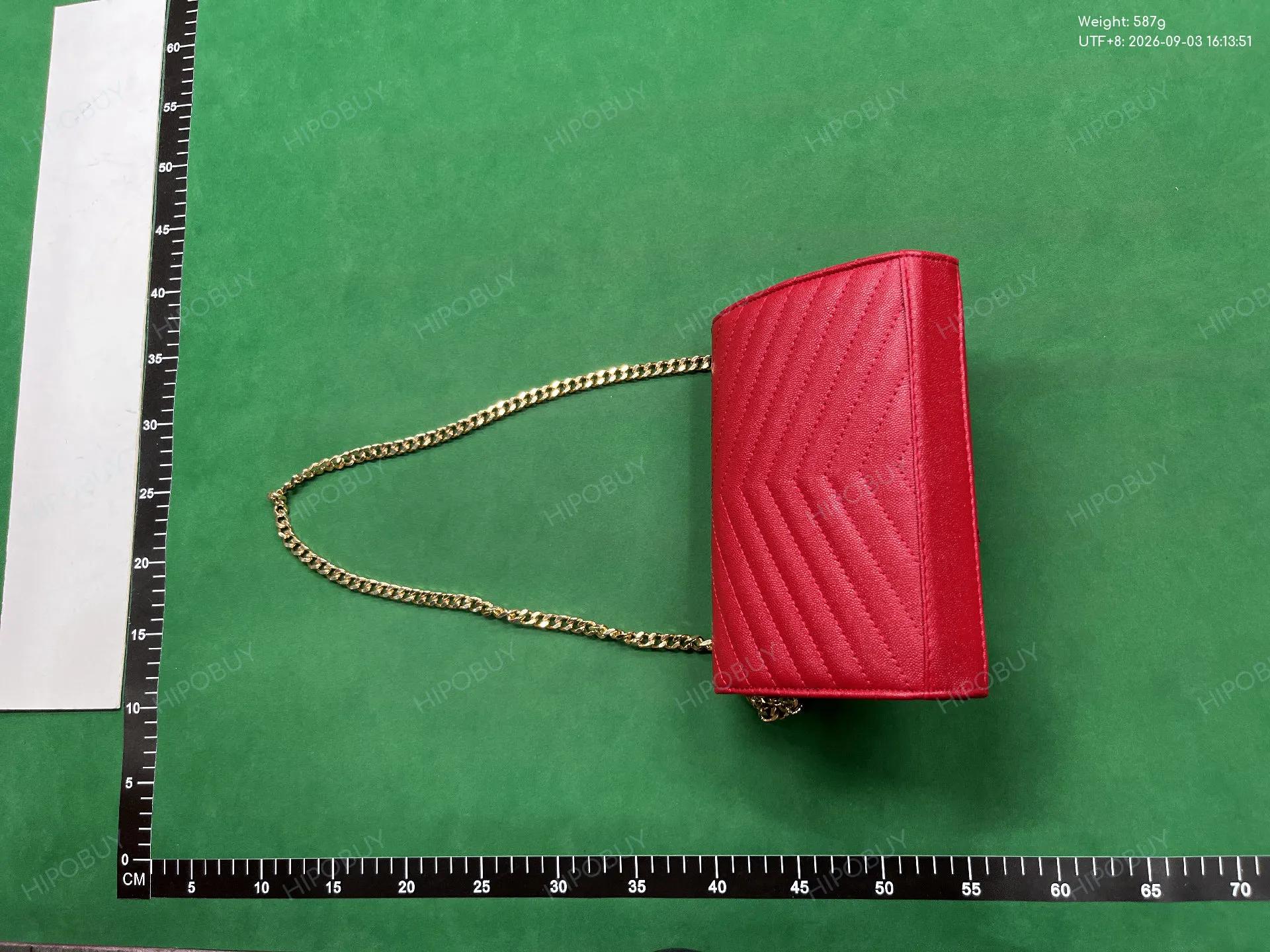 Foto QC 5 de Saint Laurent Cassandre Matelassé Envelope Chain Wallet 22.5 Black Grain de Poudre Leather