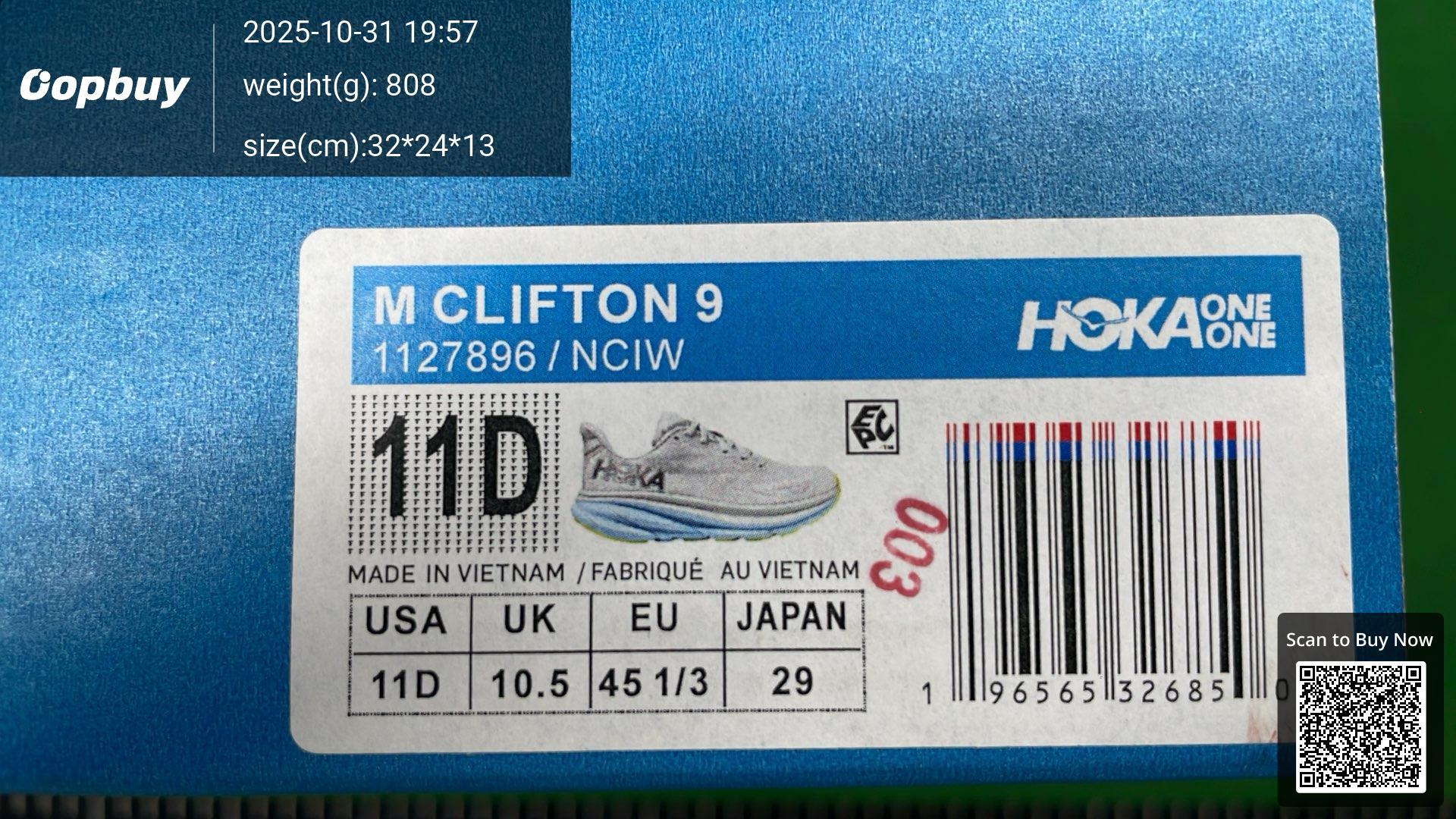 Foto QC 8 de Hoka One One Clifton 9 Low Bone Sand White 1127896-BSW