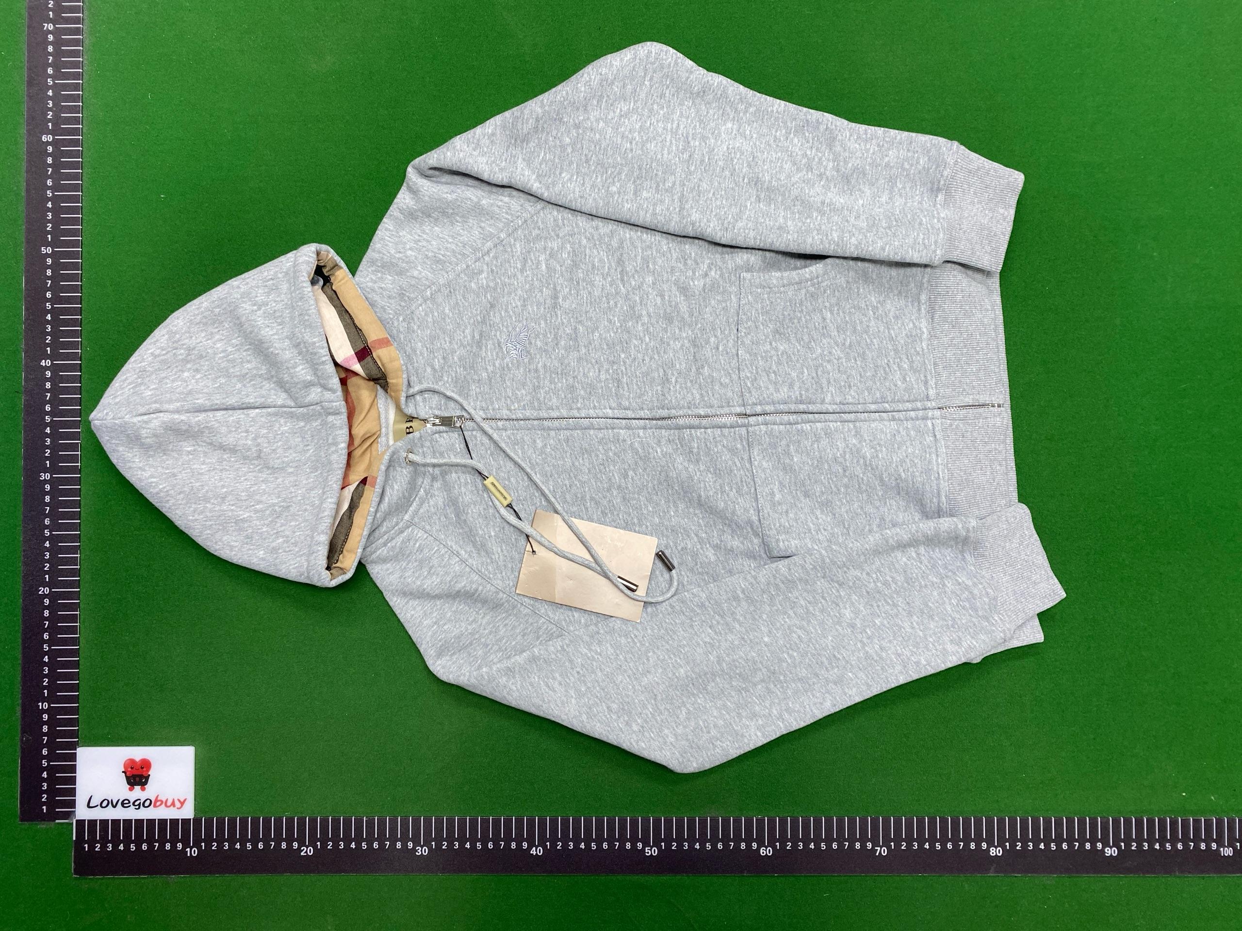 Foto QC 6 de Burberry Zip Sweater Check Lined Hood Grey