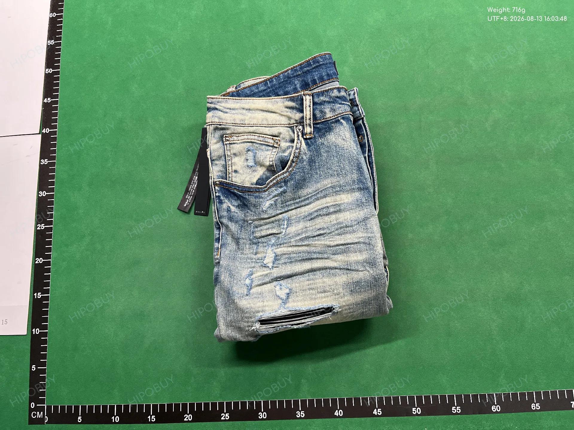 Foto QC 8 de AMIRI Jeans Varsity Letter Patch Distressed Slim Blue