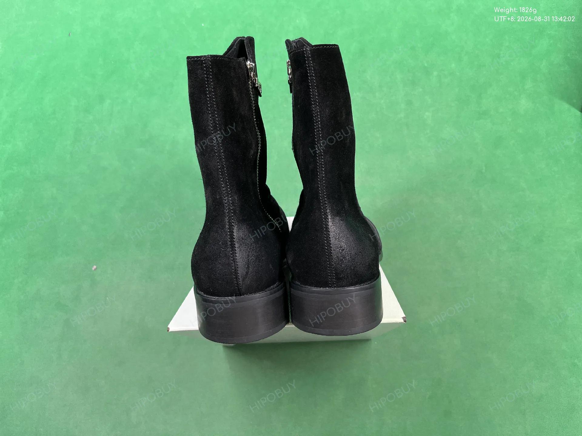 Foto QC 3 de Other Ruched Ankle Boots Suede Side-Zip Black 322-tri