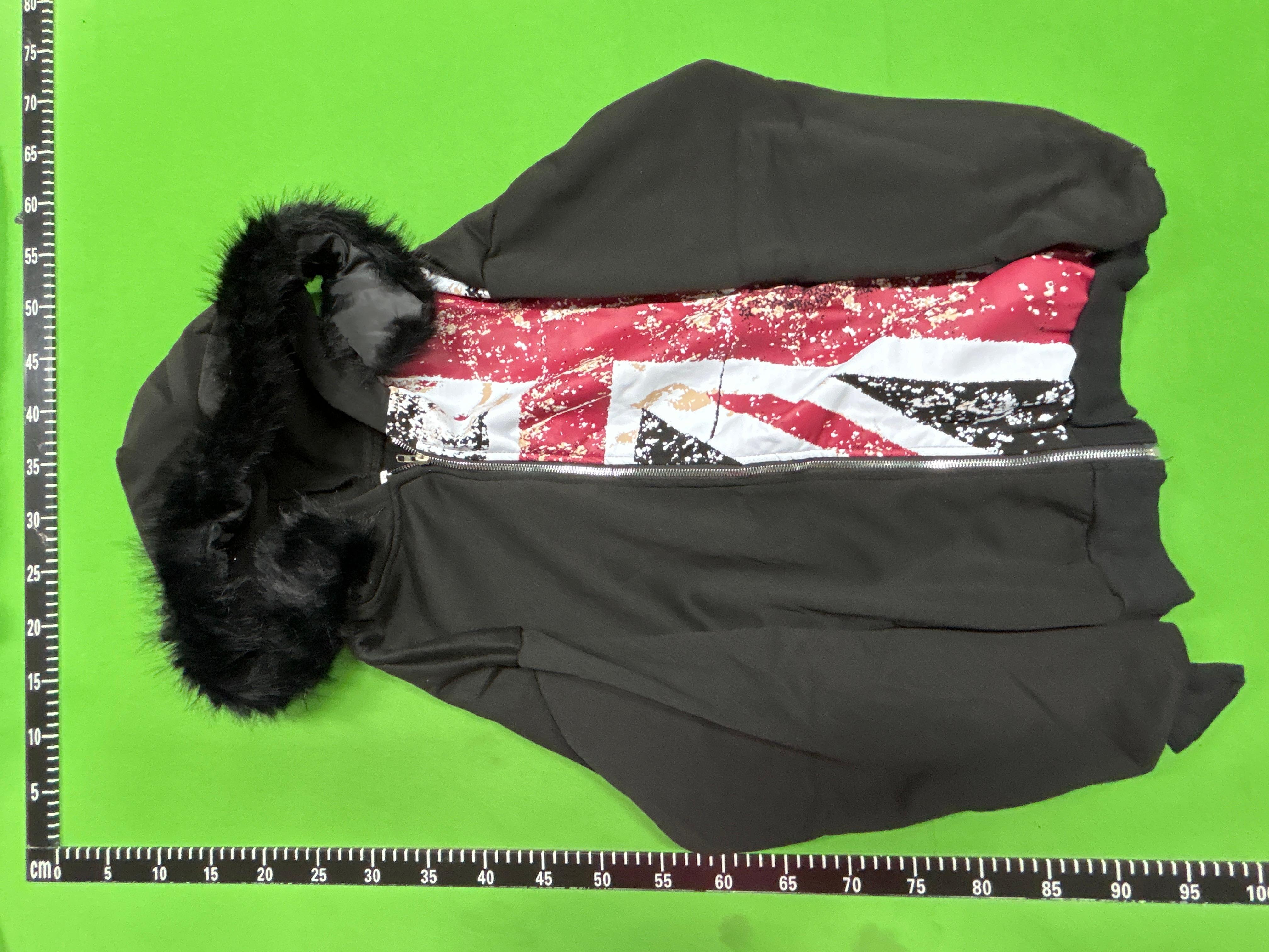 Foto QC 6 de Other Zip-Up Jacket Fur Hood Union Jack Black