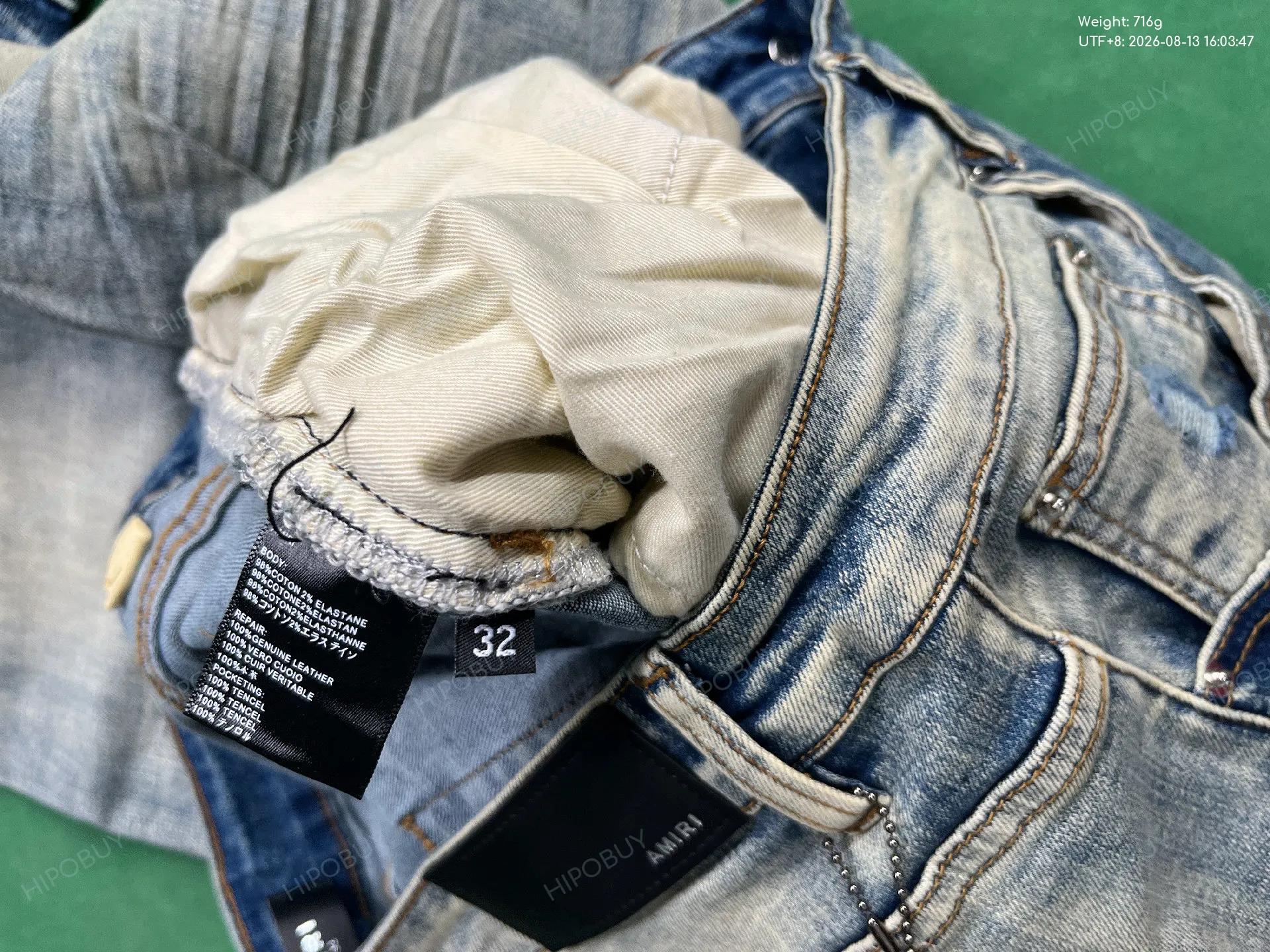 Foto QC 5 de AMIRI Jeans Varsity Letter Patch Distressed Slim Blue