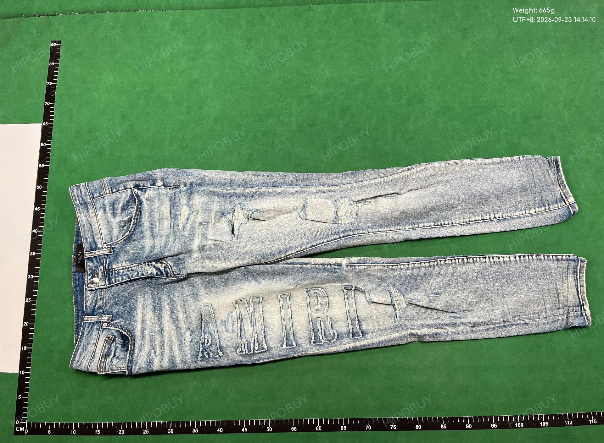 Foto QC 2 de AMIRI Jeans Varsity Letter Patch Distressed Slim Blue
