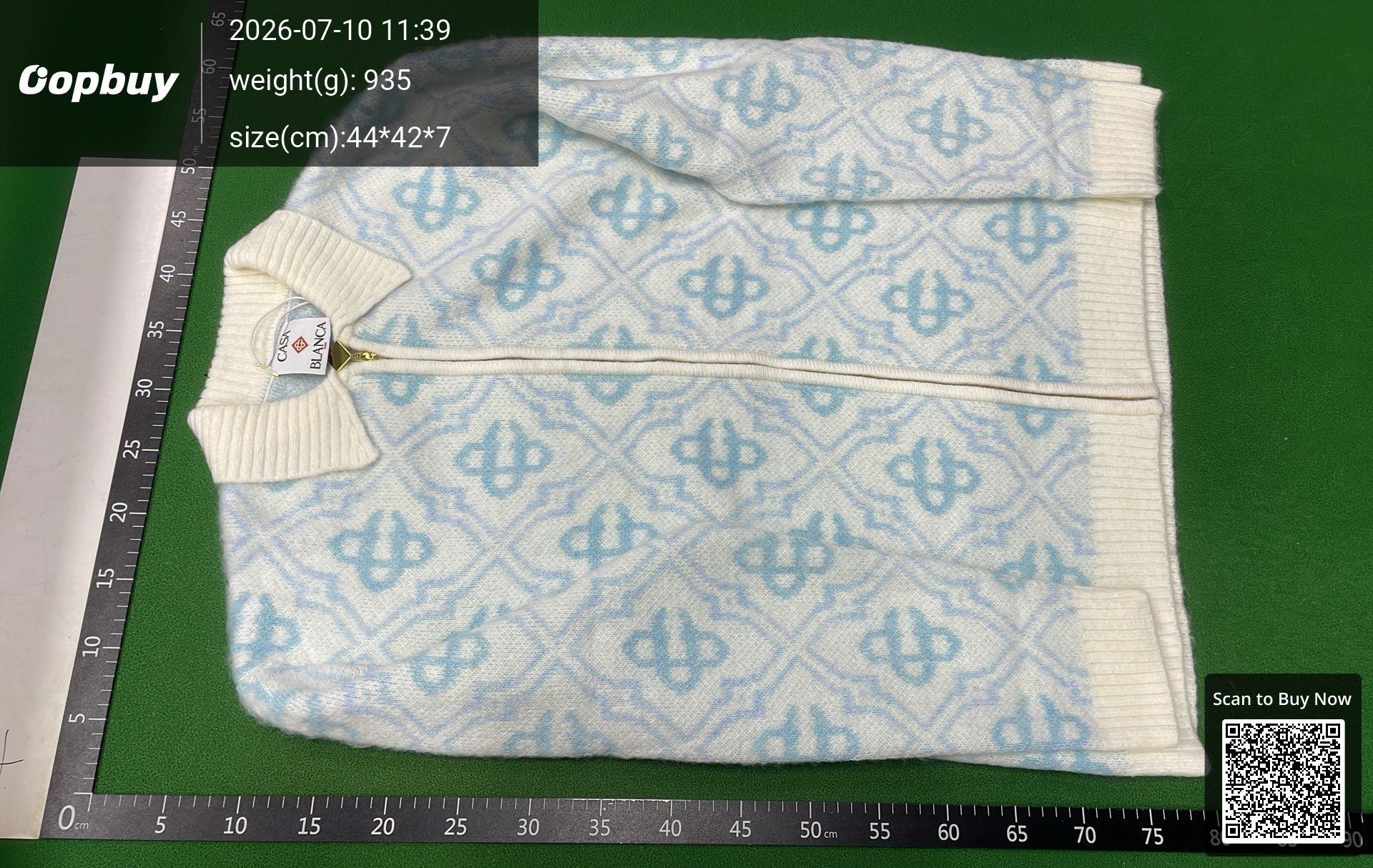 Foto QC 6 de Casablanca Zip Sweater Knit White Blue