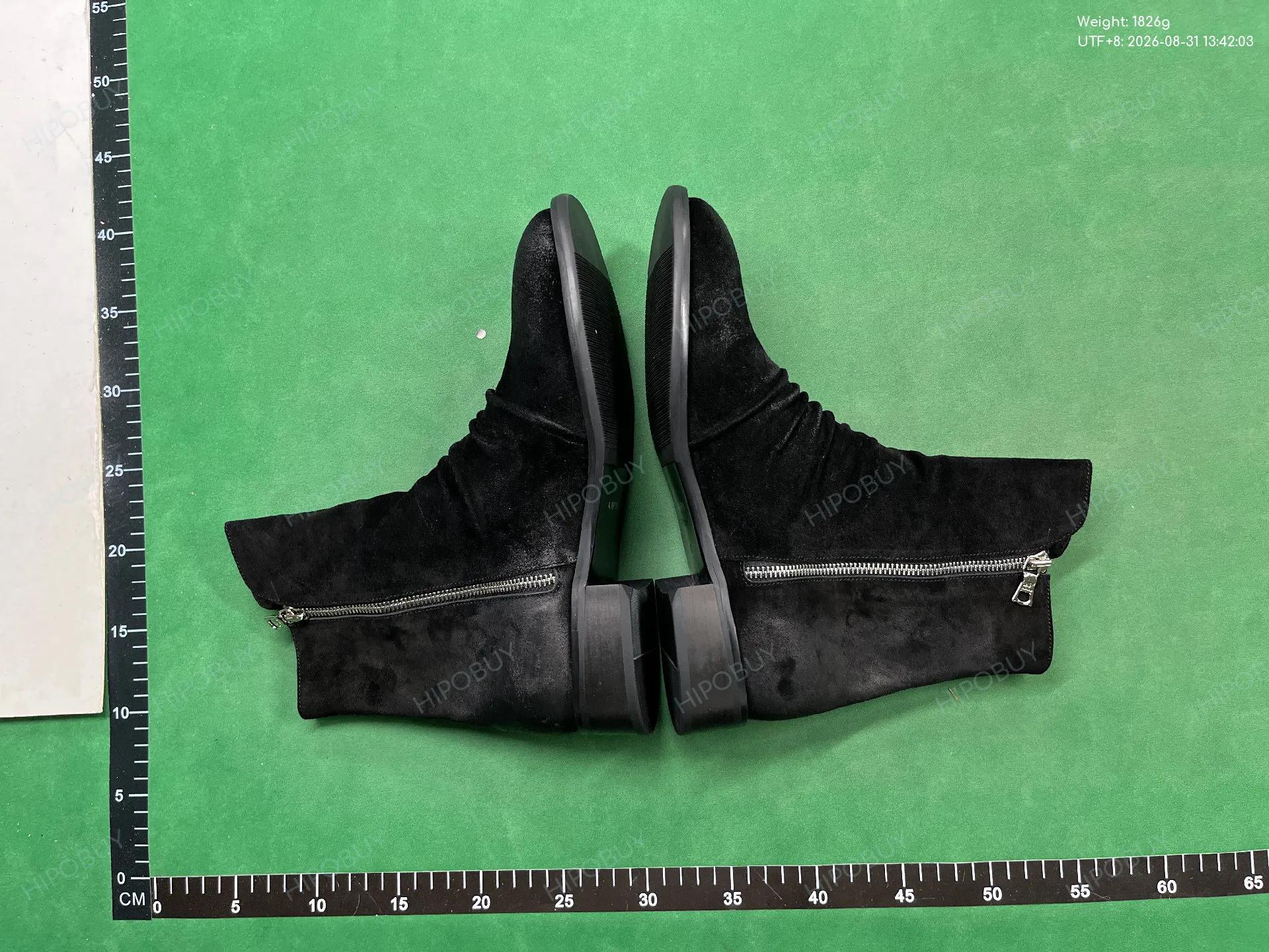 Foto QC 4 de Other Ruched Ankle Boots Suede Side-Zip Black 322-tri
