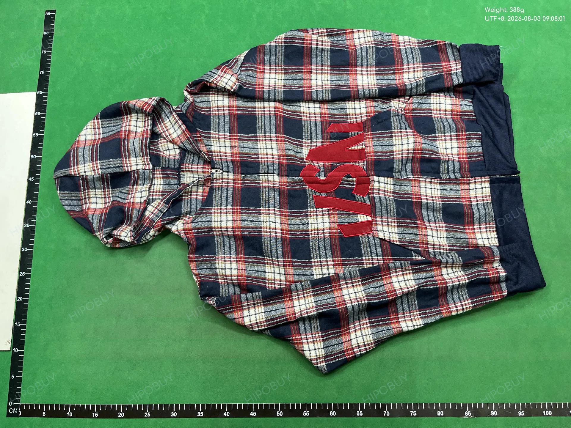 Foto QC 6 de Other Hoodie Plaid USA Patch Zip Up Navy Red