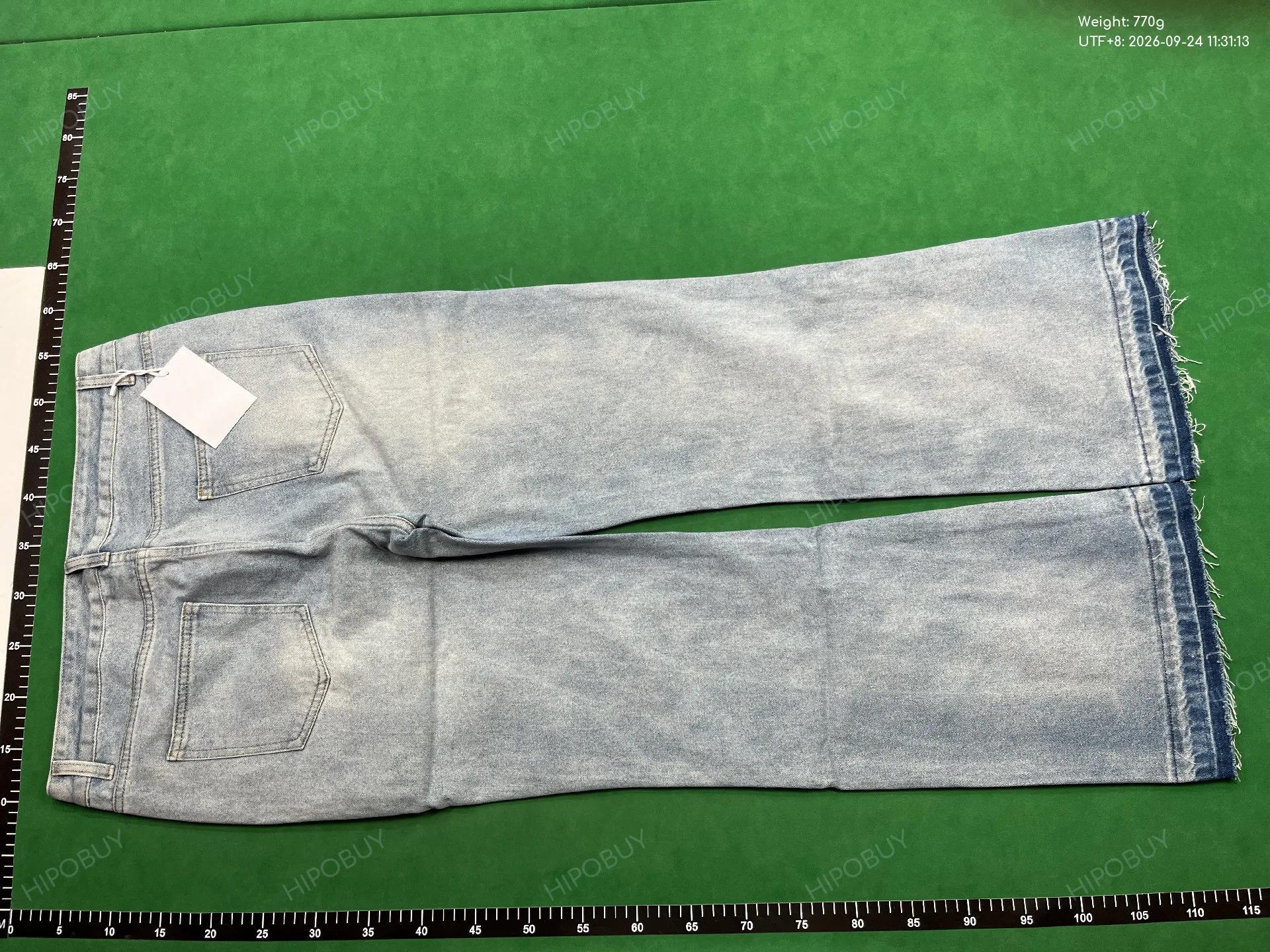 Foto QC 3 de Acne Studios Jeans Double-Layered Distressed Raw Hem Flared Light Blue