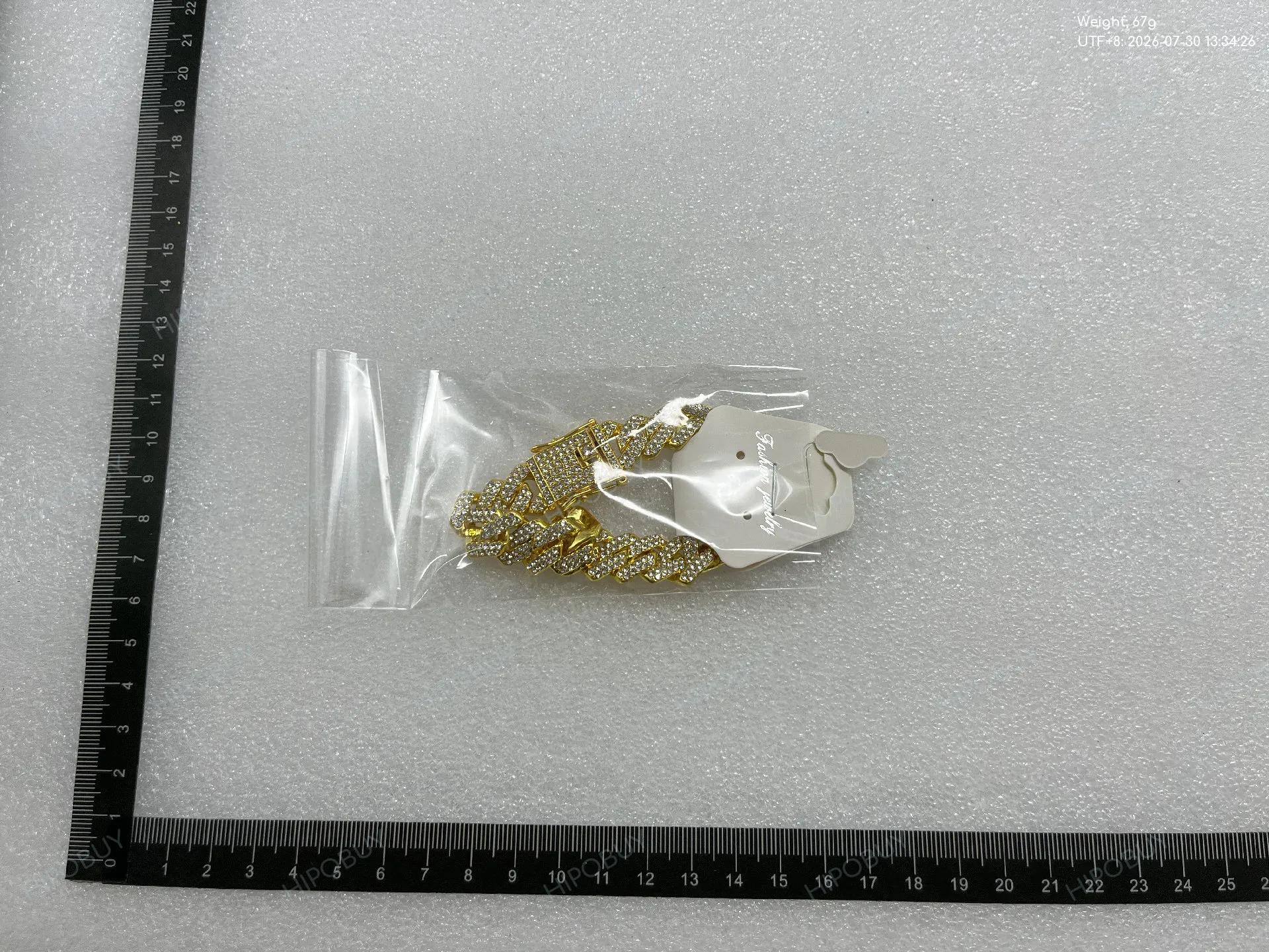 Foto QC 5 de Other Cuban Link Necklace Metal Strass Rose Gold