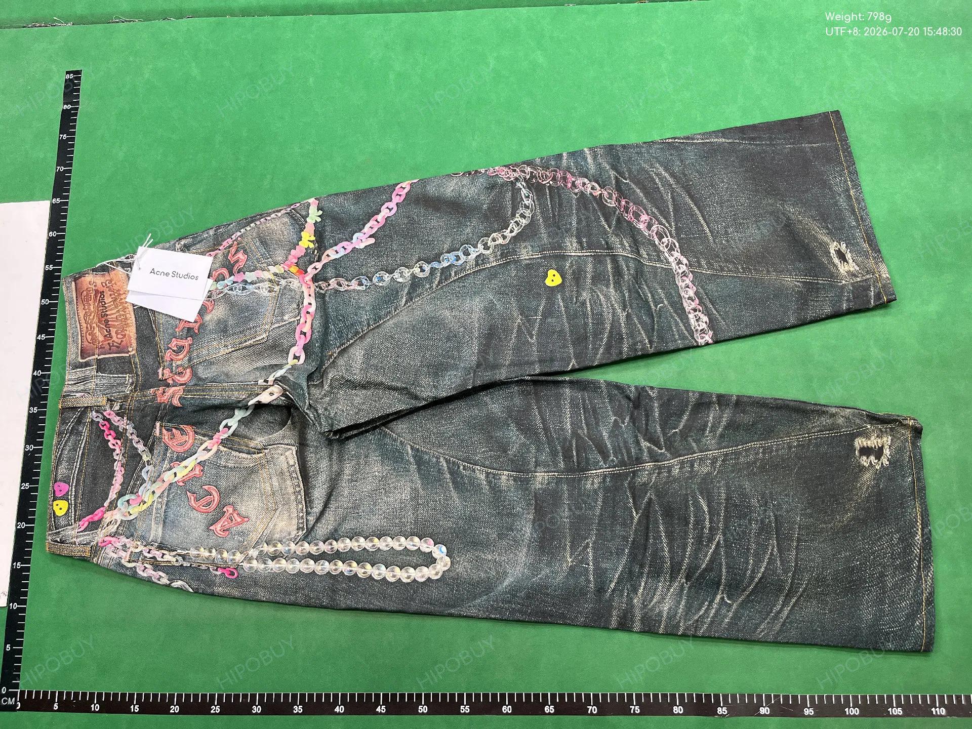Foto QC 3 de Acne Studios Jeans Chain Print Loose Fit Distressed Blue