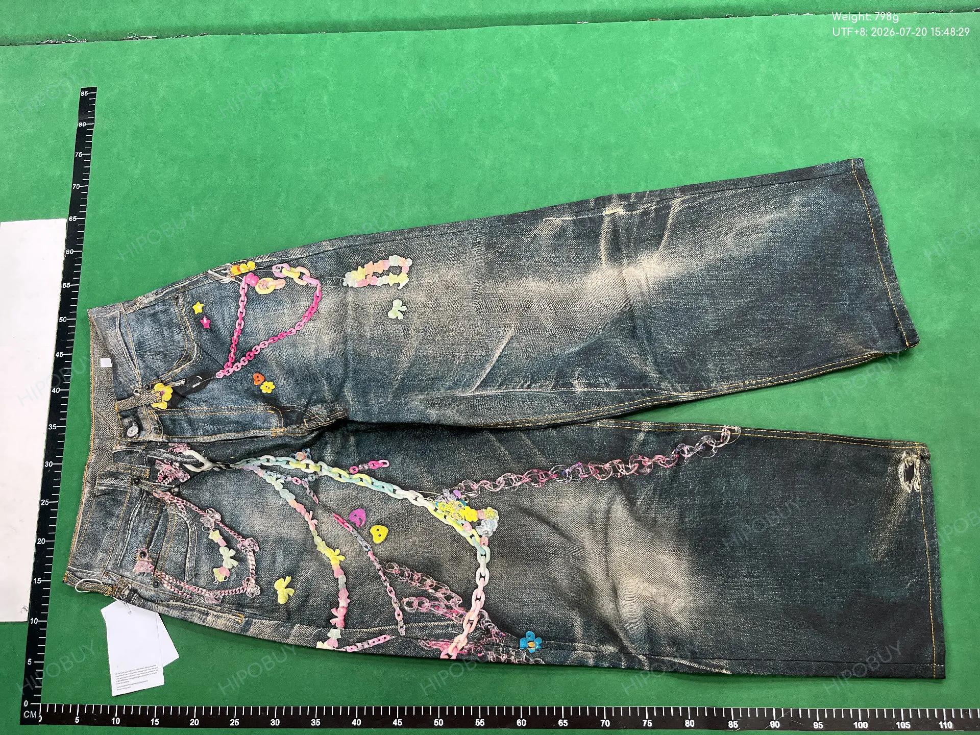 Foto QC 2 de Acne Studios Jeans Chain Print Loose Fit Distressed Blue