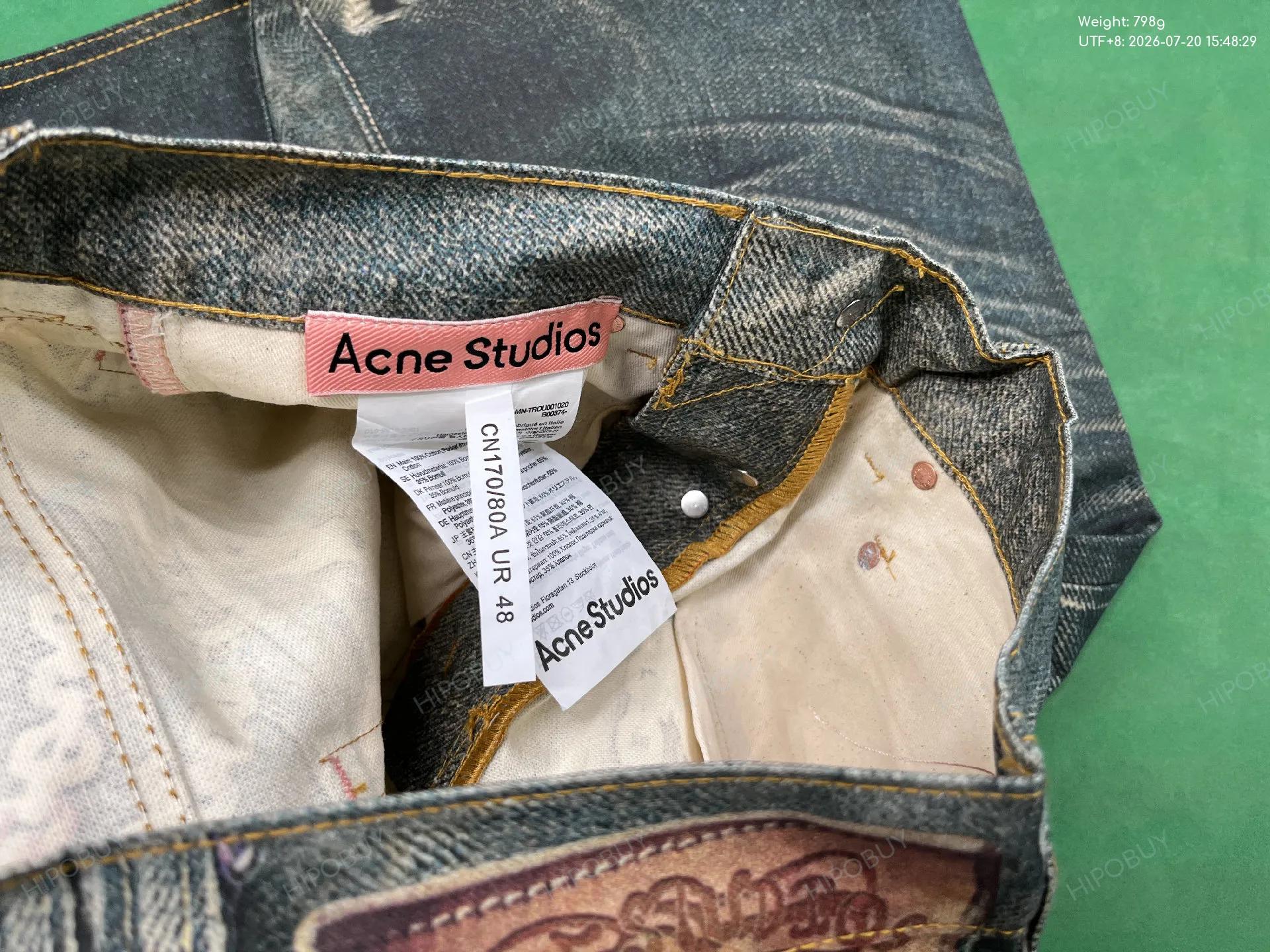 Foto QC 1 de Acne Studios Jeans Chain Print Loose Fit Distressed Blue