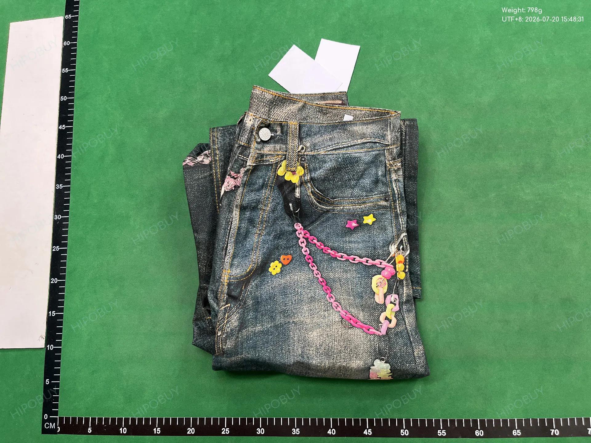 Foto QC 4 de Acne Studios Jeans Chain Print Loose Fit Distressed Blue