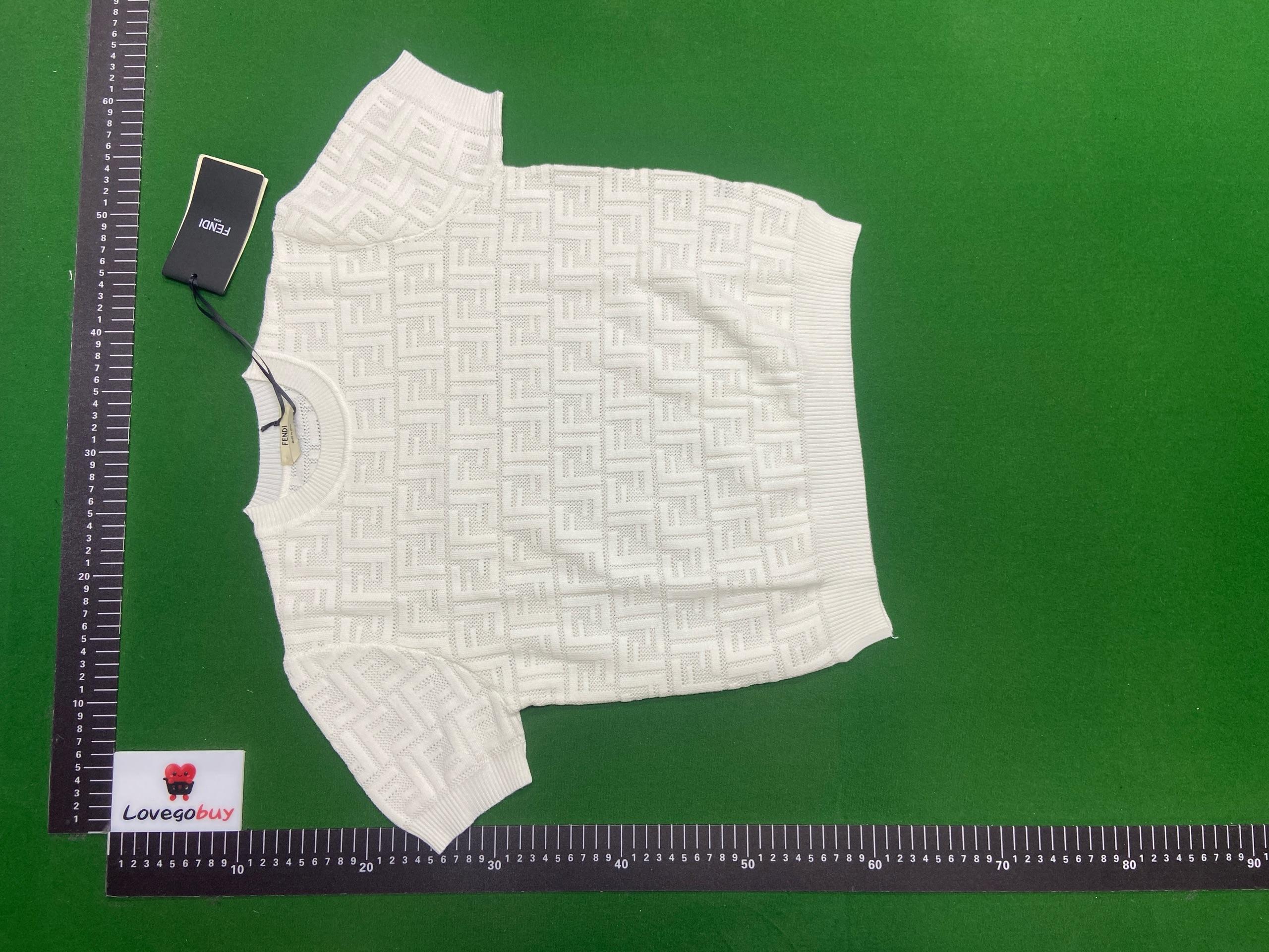 Foto QC 2 de Fendi FF Monogram Short Sleeve Sweater Pink White