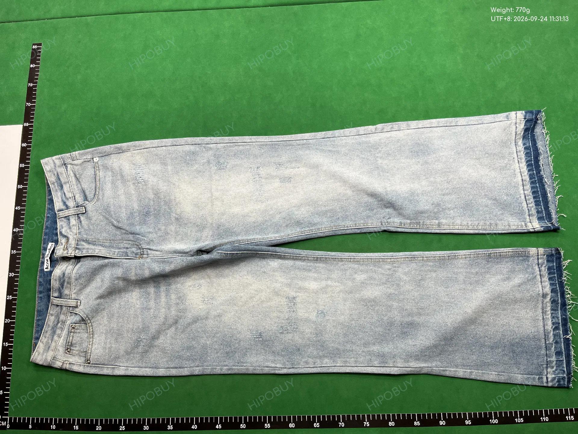 Foto QC 2 de Acne Studios Jeans Double-Layered Distressed Raw Hem Flared Light Blue