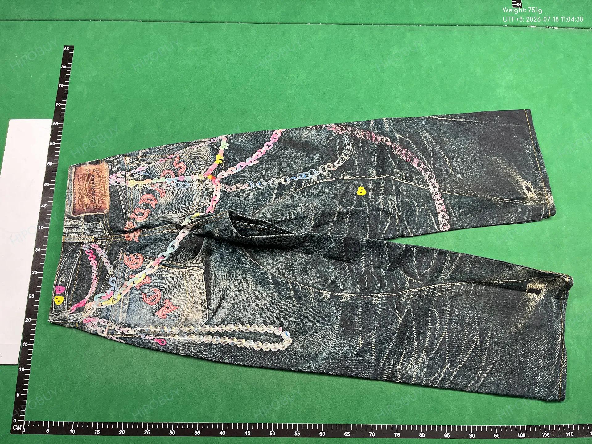 Foto QC 7 de Acne Studios Jeans Chain Print Loose Fit Distressed Blue