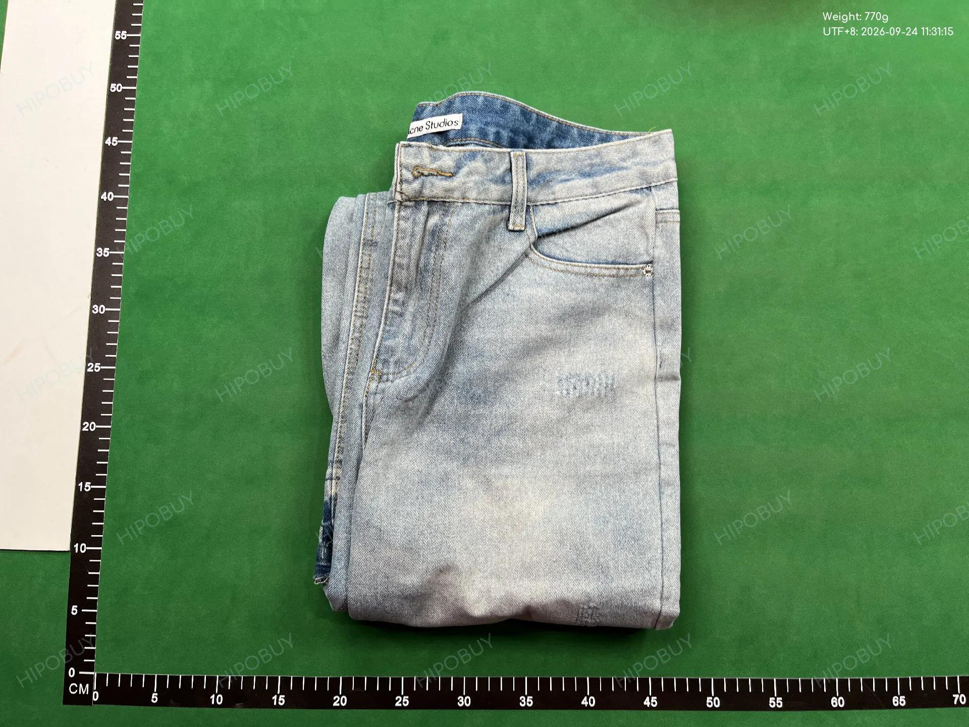 Foto QC 4 de Acne Studios Jeans Double-Layered Distressed Raw Hem Flared Light Blue