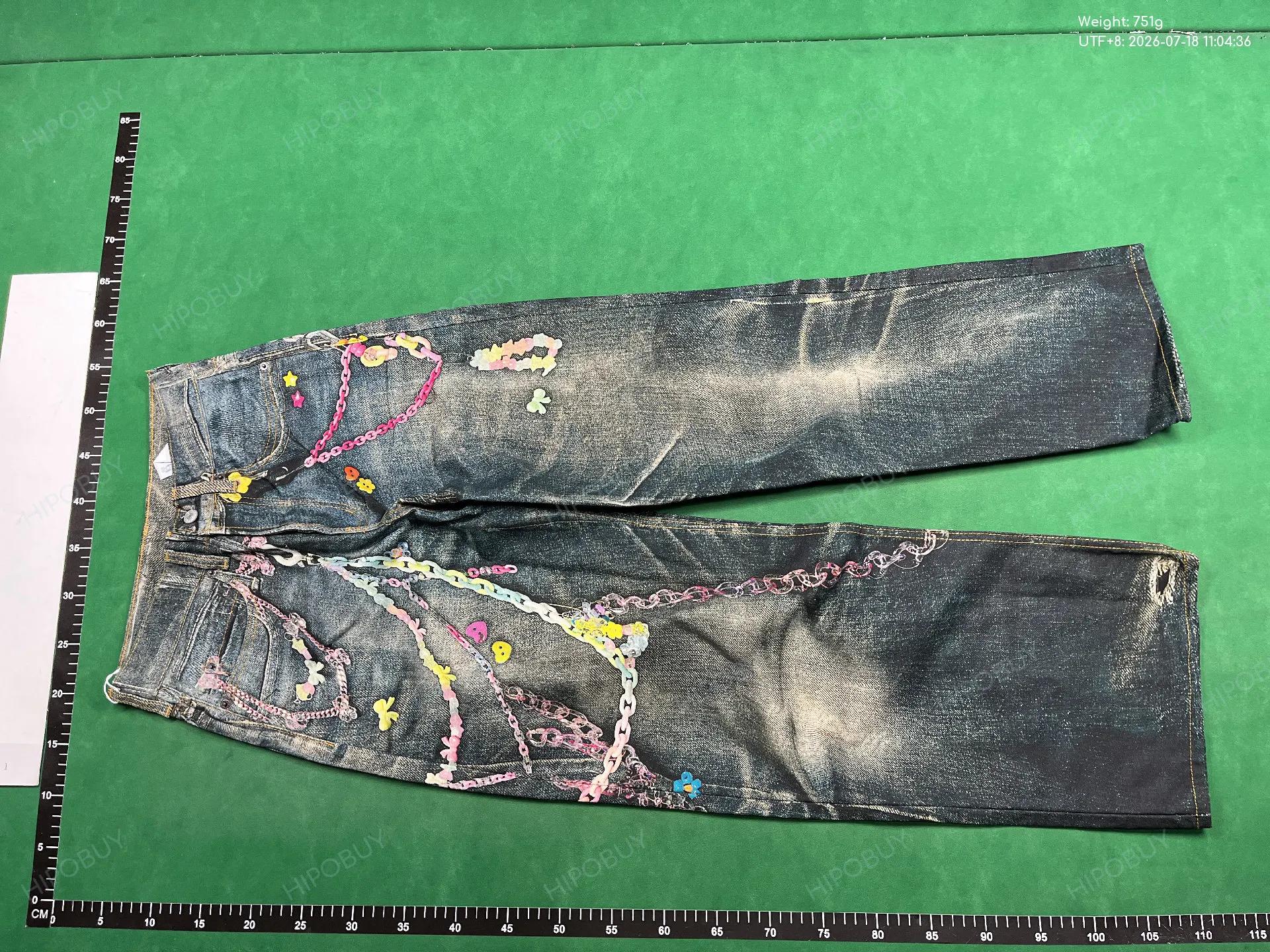 Foto QC 6 de Acne Studios Jeans Chain Print Loose Fit Distressed Blue