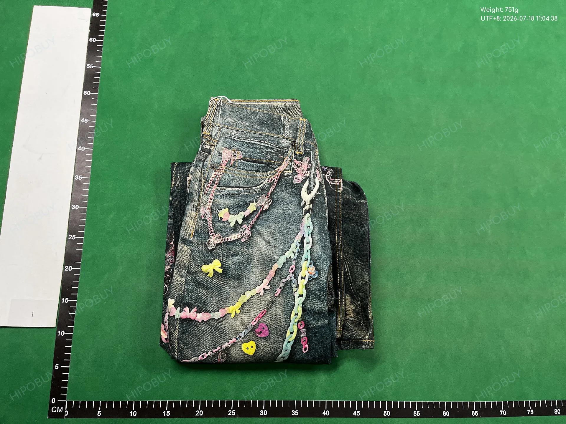 Foto QC 8 de Acne Studios Jeans Chain Print Loose Fit Distressed Blue