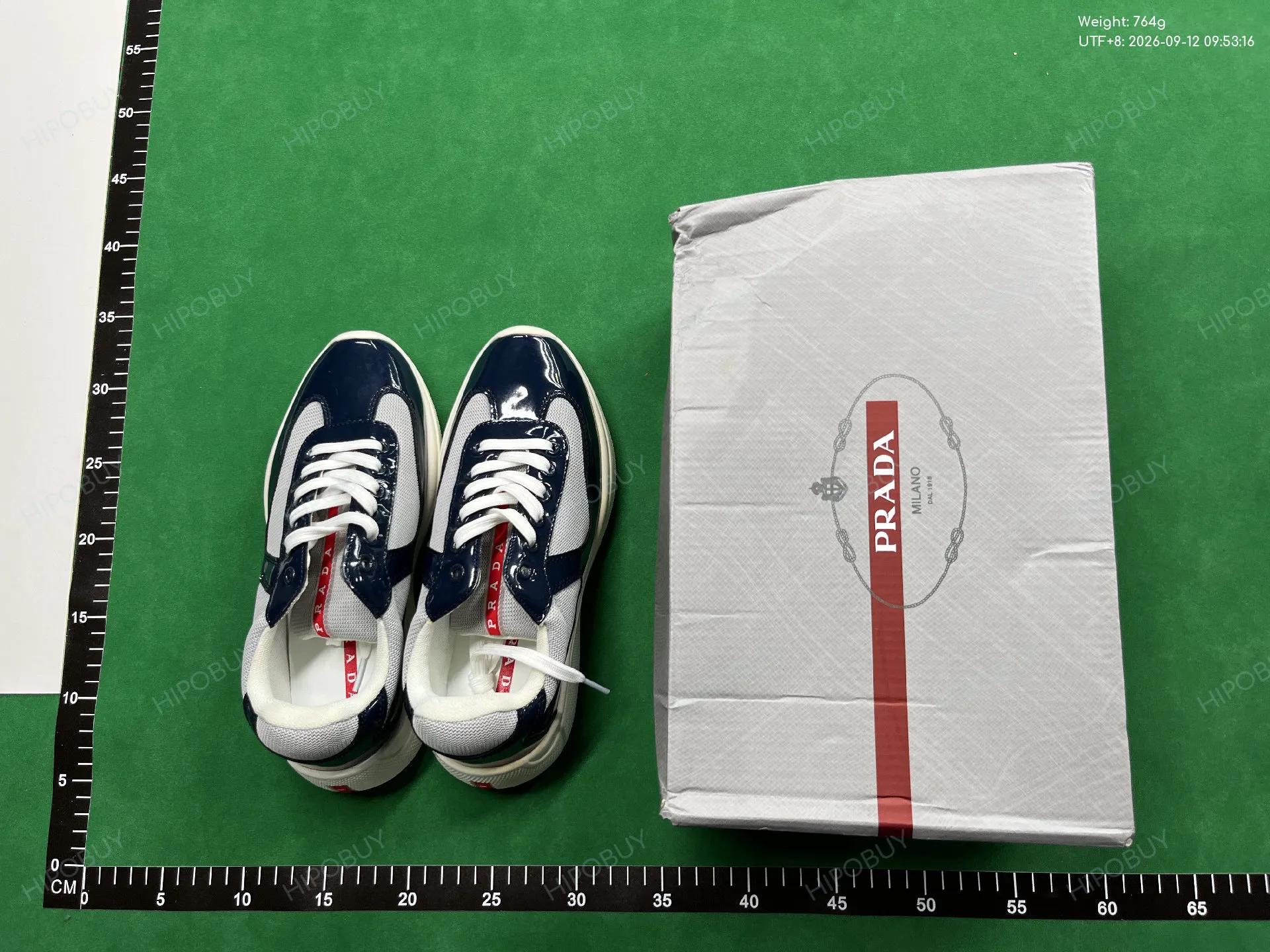 Foto QC 6 de Prada America's Cup Patent Leather Mesh Low Navy Silver