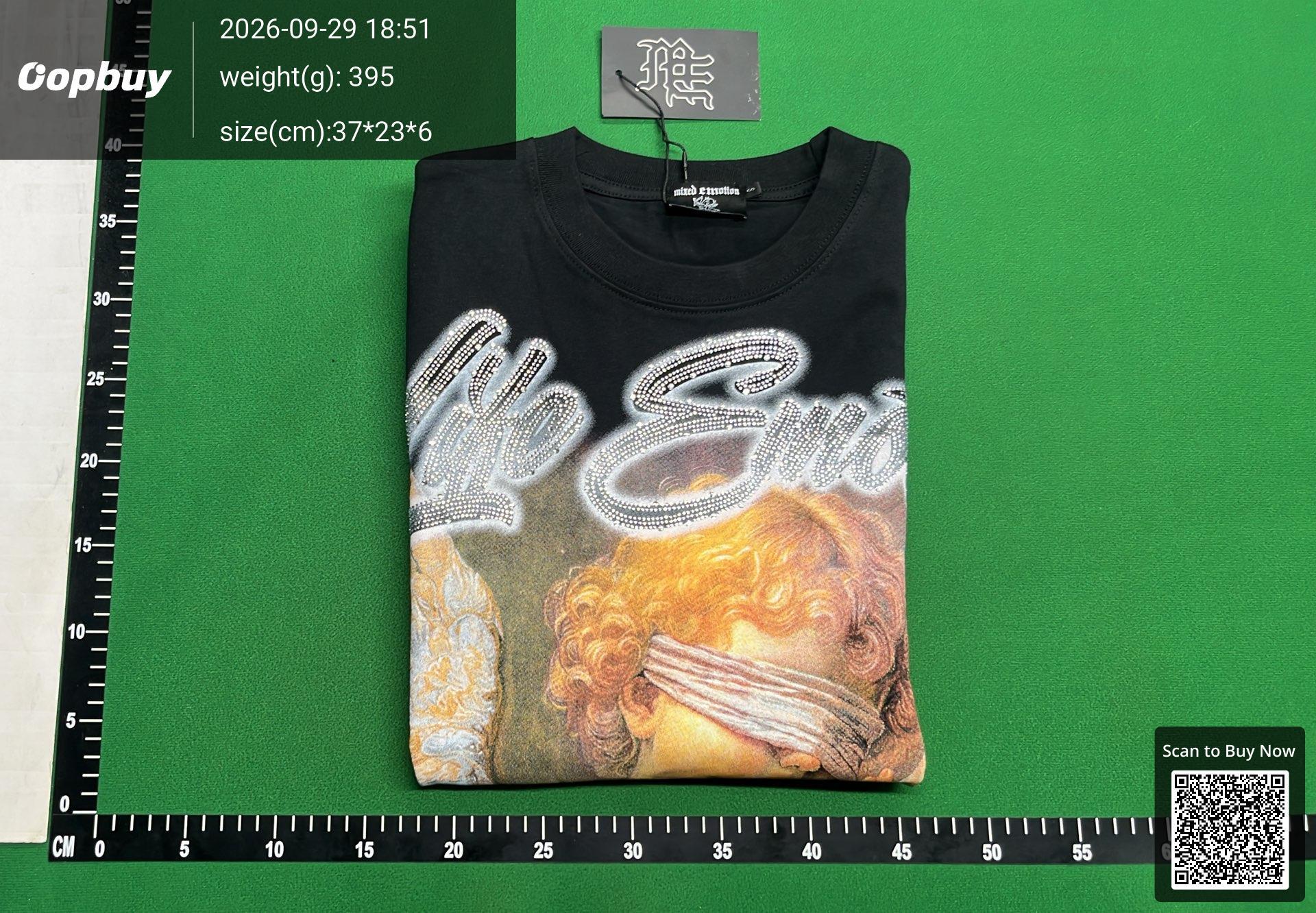 Foto QC 8 de Other Life Hustlers Rhinestone Blindfold Angel T-shirt Black