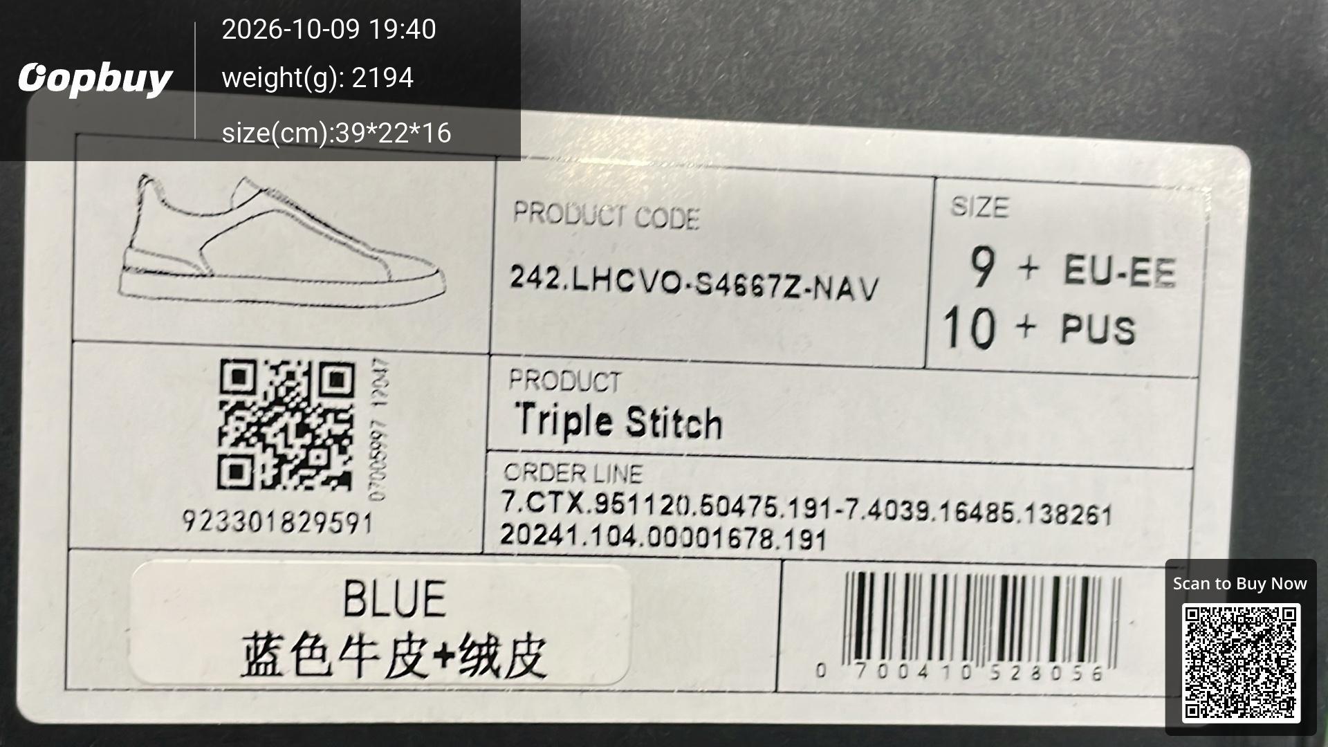 Foto QC 8 de Zegna Triple Stitch Leather Low-top Black