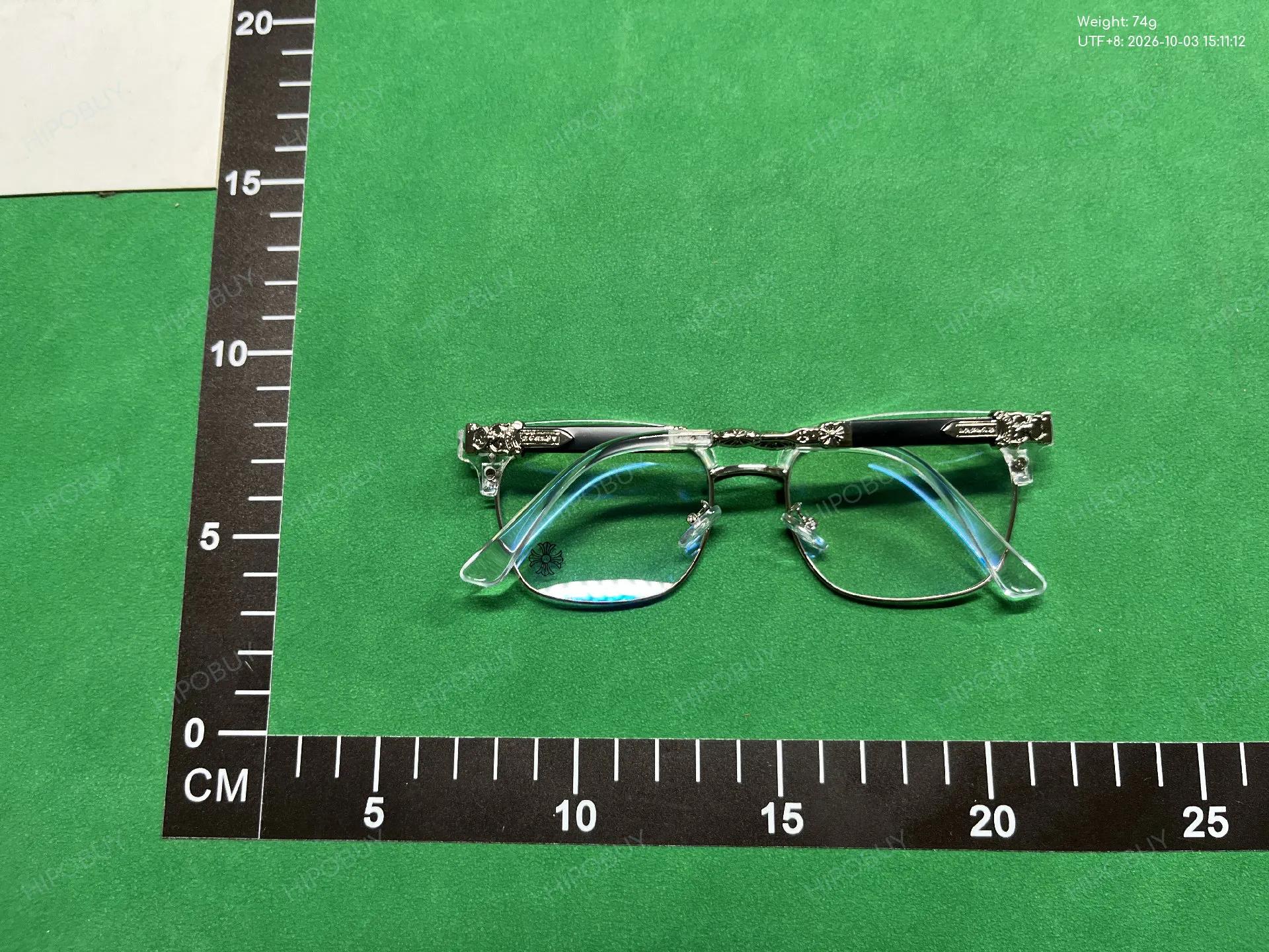 Foto QC 5 de Chrome Hearts Browline Rectangle Acetate Metal Eyeglasses Black Silver Clear (2275)