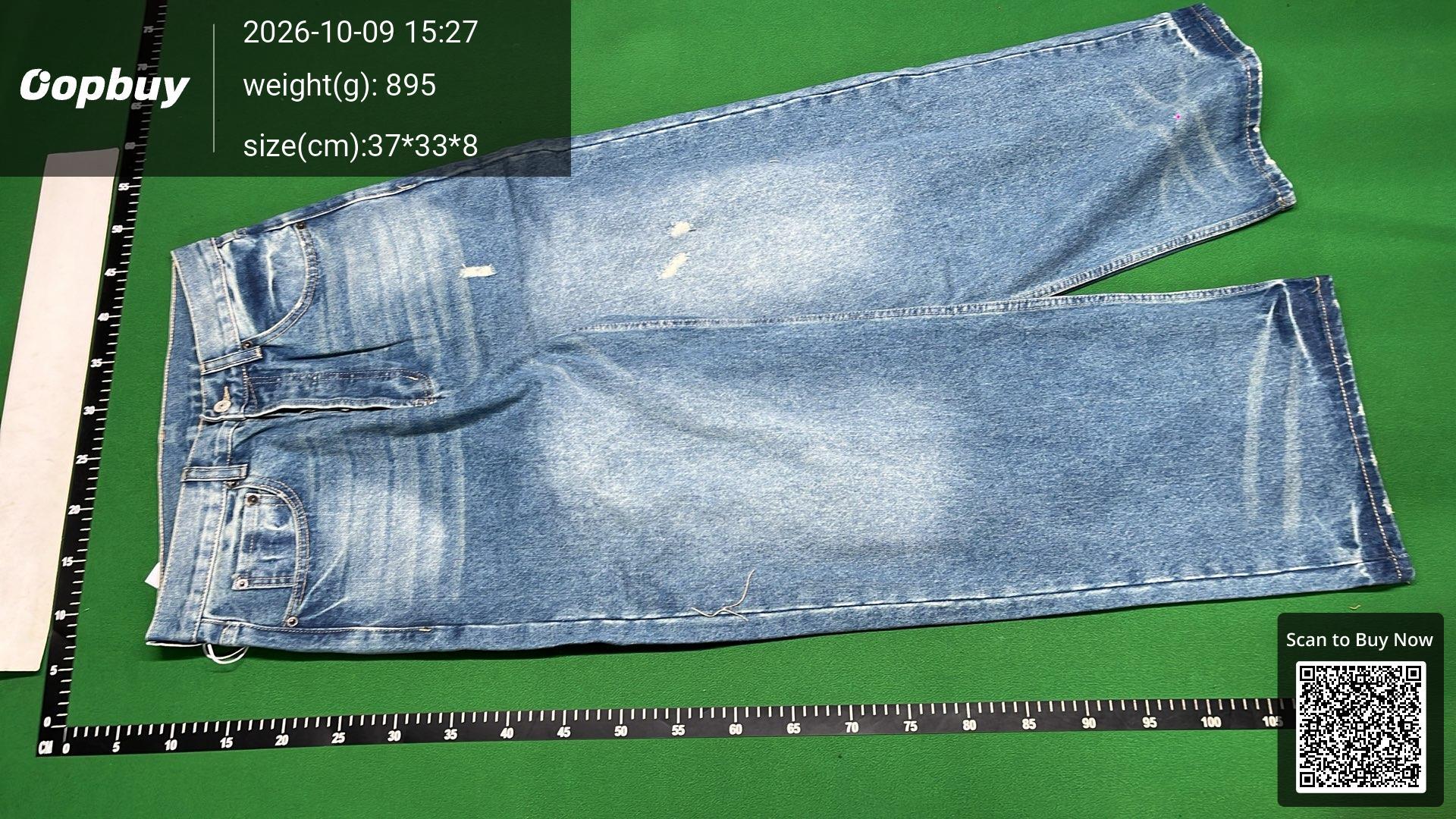 Foto QC 2 de Acne Studios Denim Shorts Loose Fit Trompe L'oeil Keychains Blue