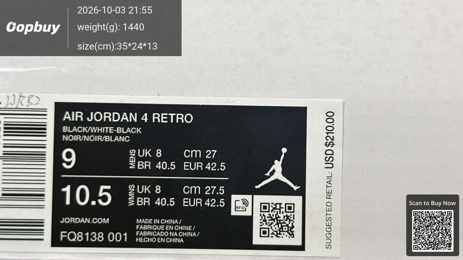 Foto QC 2 de Jordan 4 Retro SP Union Off-Noir DC9533-001