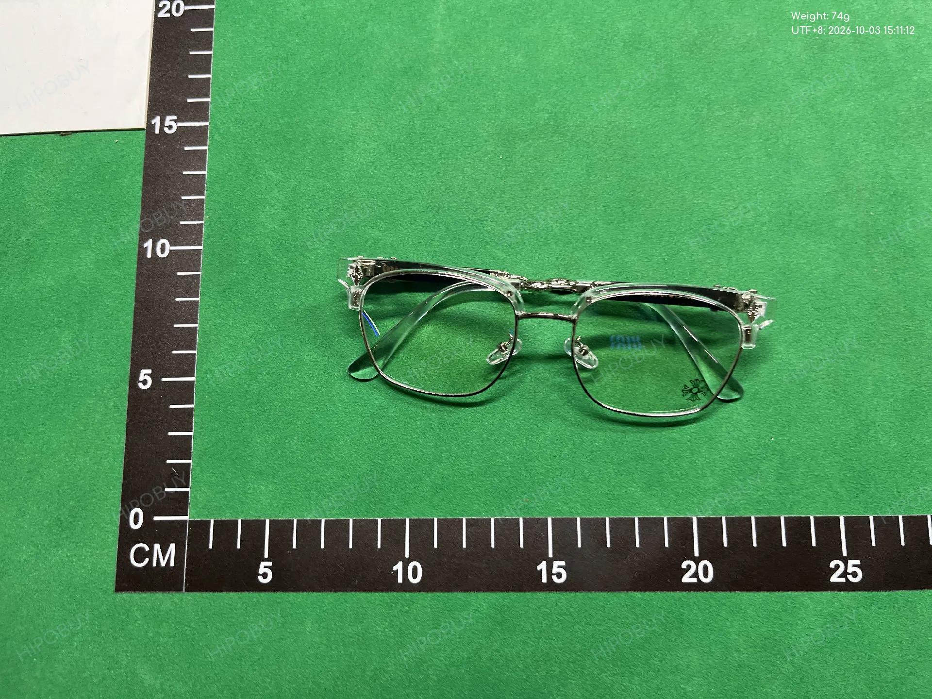 Foto QC 4 de Chrome Hearts Browline Rectangle Acetate Metal Eyeglasses Black Silver Clear (2275)