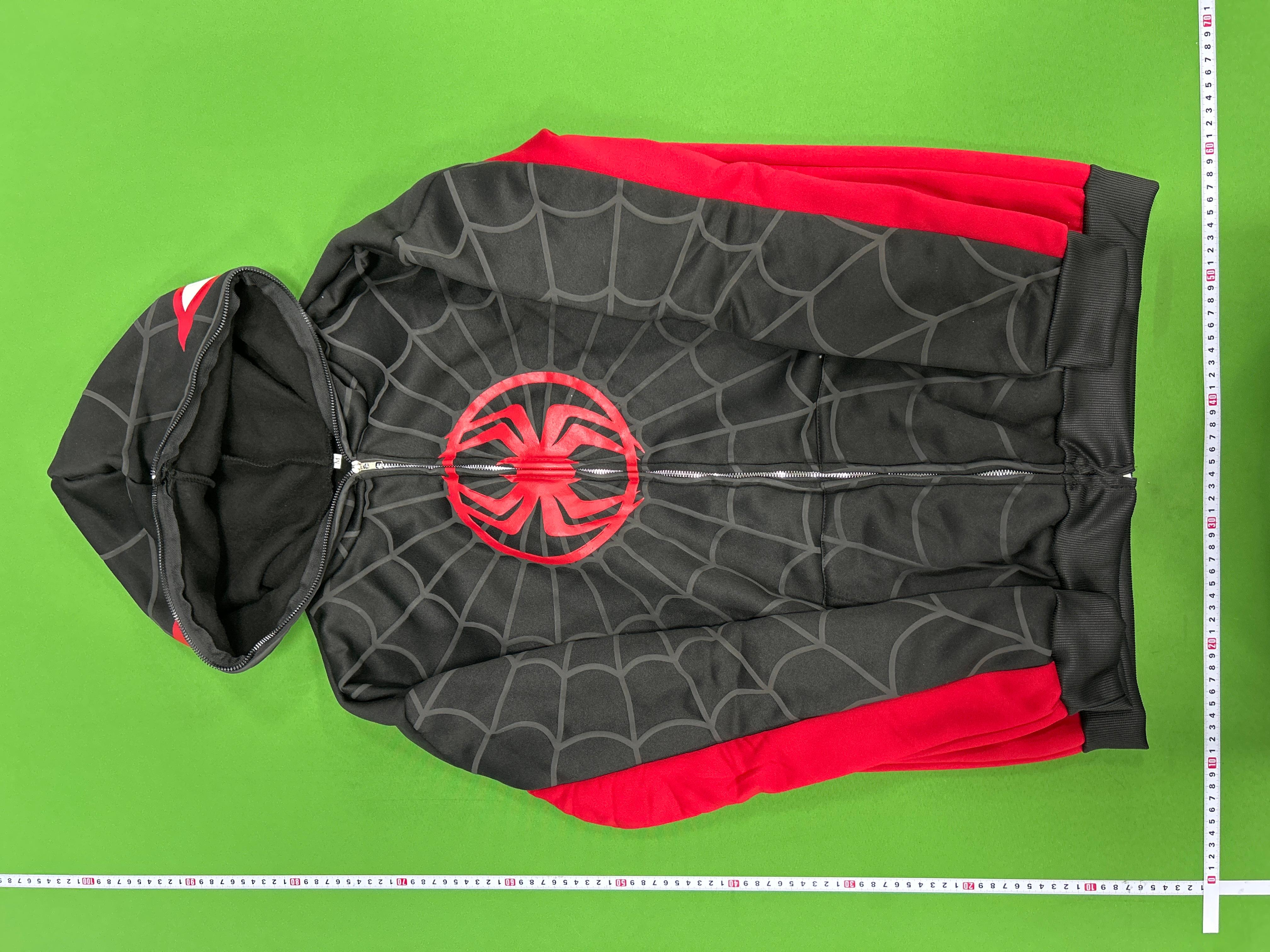 Foto QC 3 de Unbranded Spider-Man Zip-Up Hoodie Jacket Gothic Spider Web Print Black Red