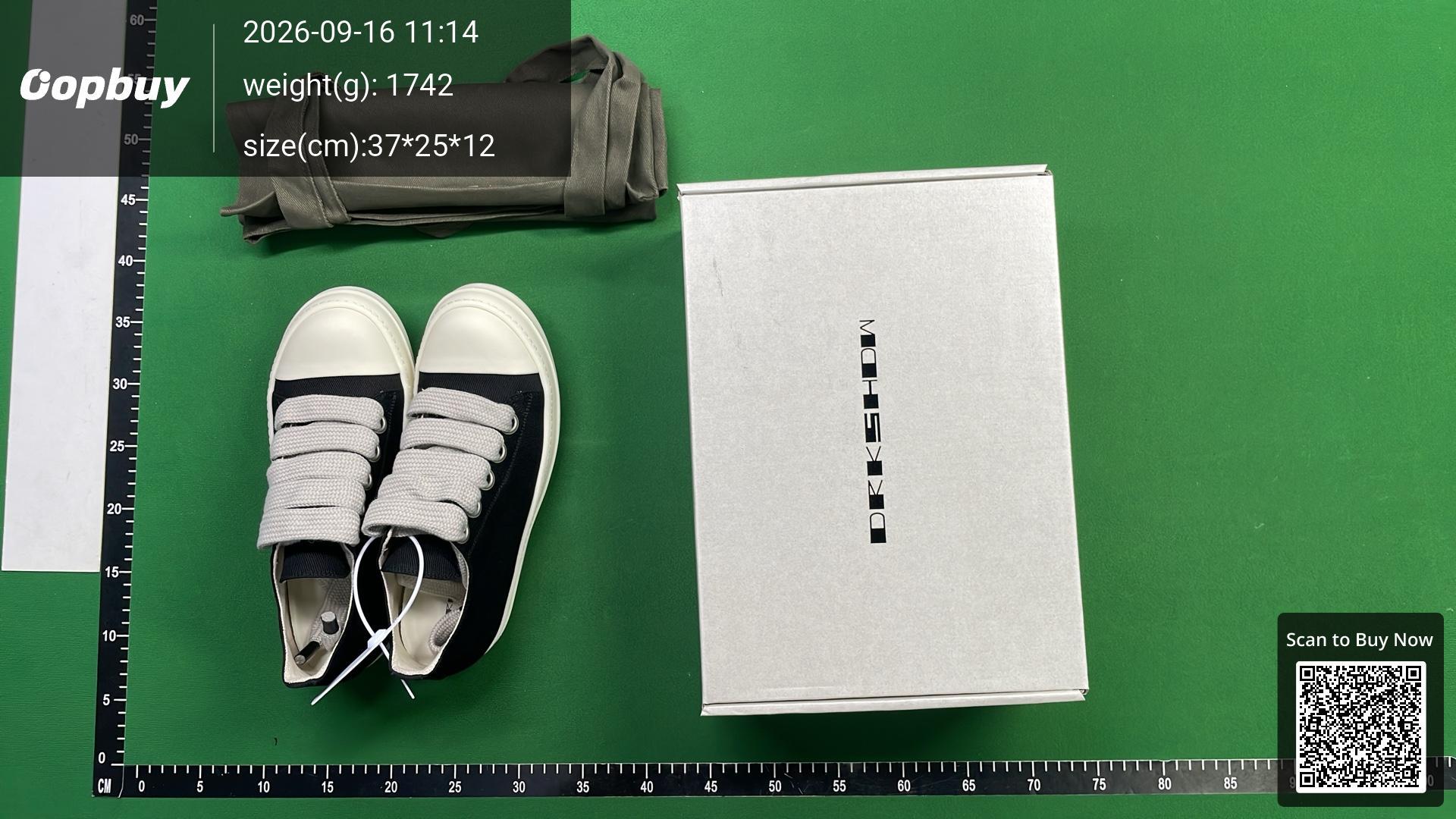 Foto QC 6 de Rick Owens DRKSHDW Low Sneaks Canvas Jumbo Lace Black Milk DU02C5802-DQ